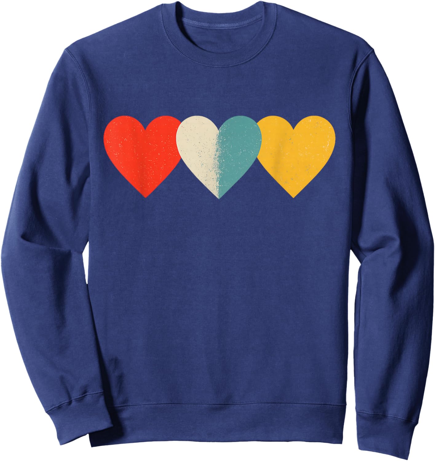 Vintage Hearts Cool Retro Valentines Day Men Sweatshirt - Sweatshirt | Navy