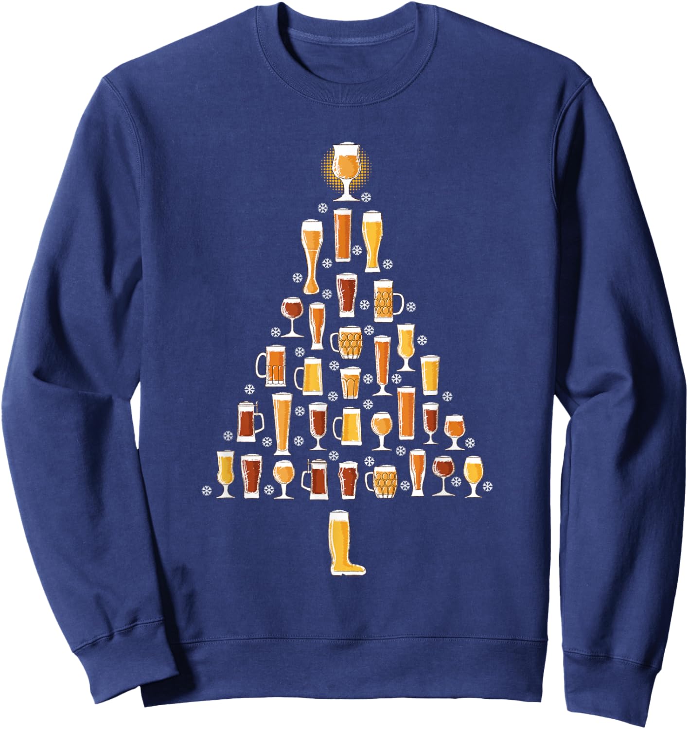 Beer Christmas Tree Men Women Beer Ugly Christmas Sweatshirt - Sweatshirt | Navy