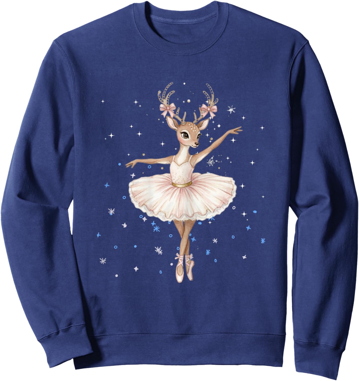 Cute Reindeer Dancer Christmas Ballerina Xmas Design Sweatshirt - Sweatshirt | Navy