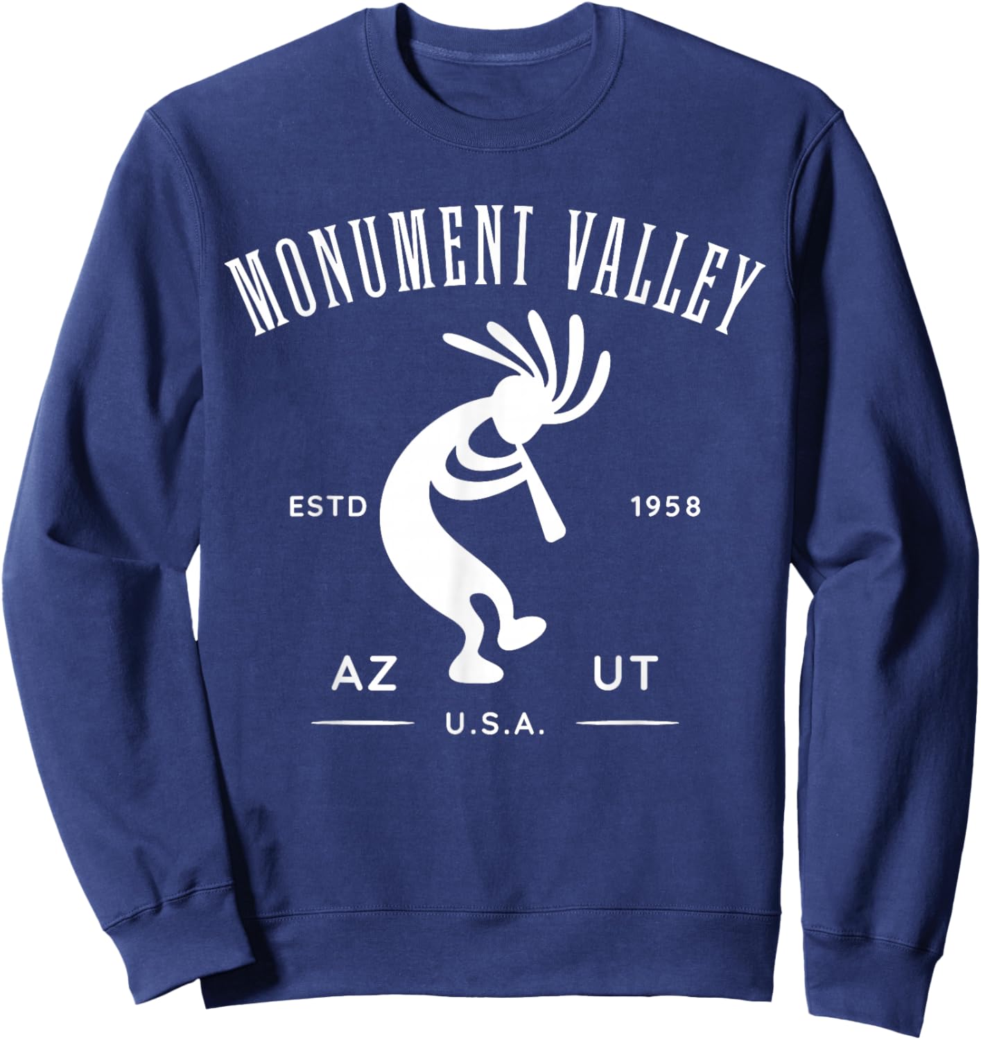 Monument Valley Arizona Utah USA Dancing Kokopelli Design Sweatshirt - Sweatshirt | Navy