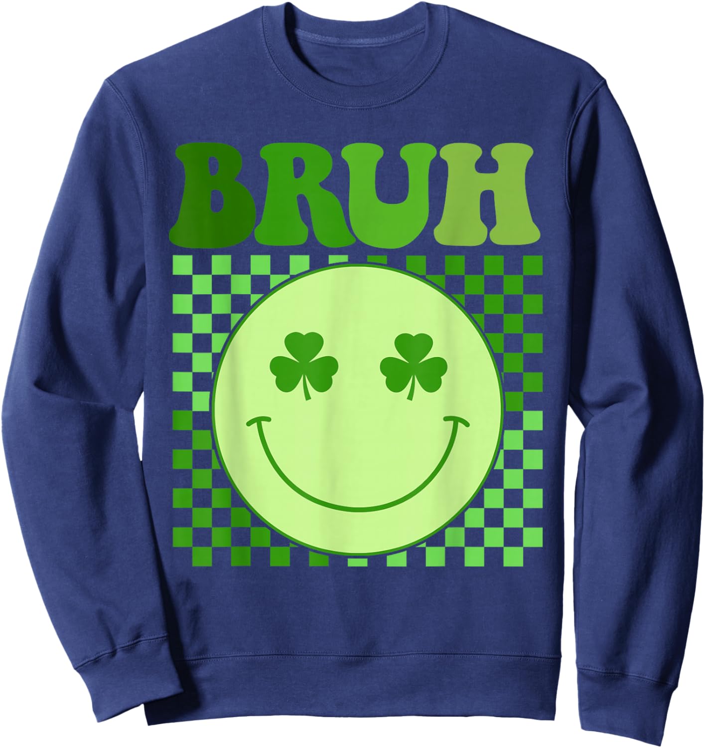 Groovy St Patricks Day Bruh Lucky Shamrock Women Girls Kids Sweatshirt - Sweatshirt | Navy