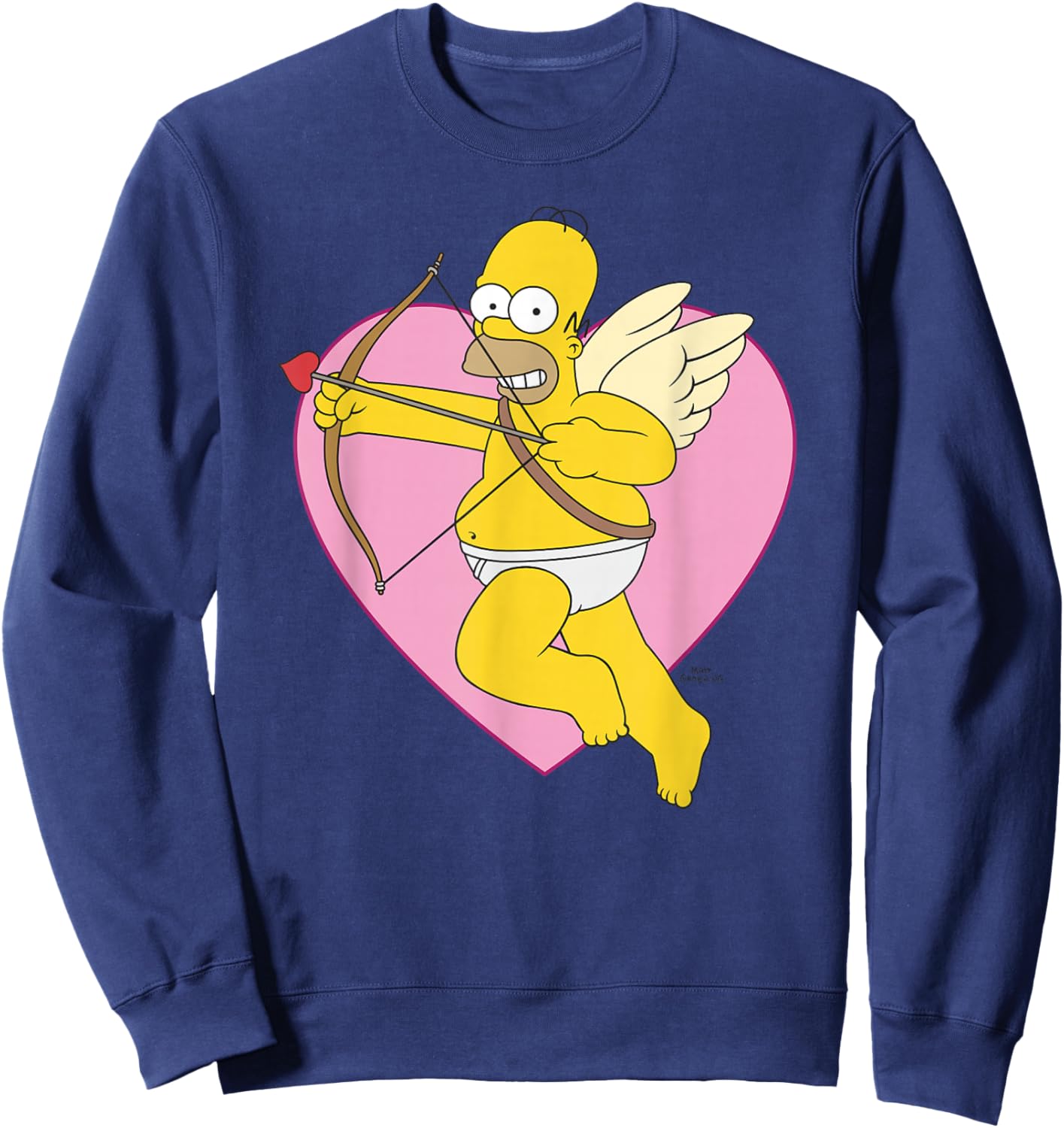 The Simpsons Valentine's Day Cupid Homer Heart Portrait Sweatshirt - Sweatshirt | Navy