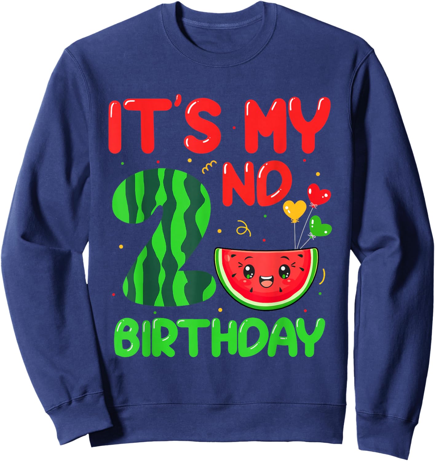 It's My 2nd Birthday Watermelon Fruit Summer Family Matching Sweatshirt - Sweatshirt | Navy