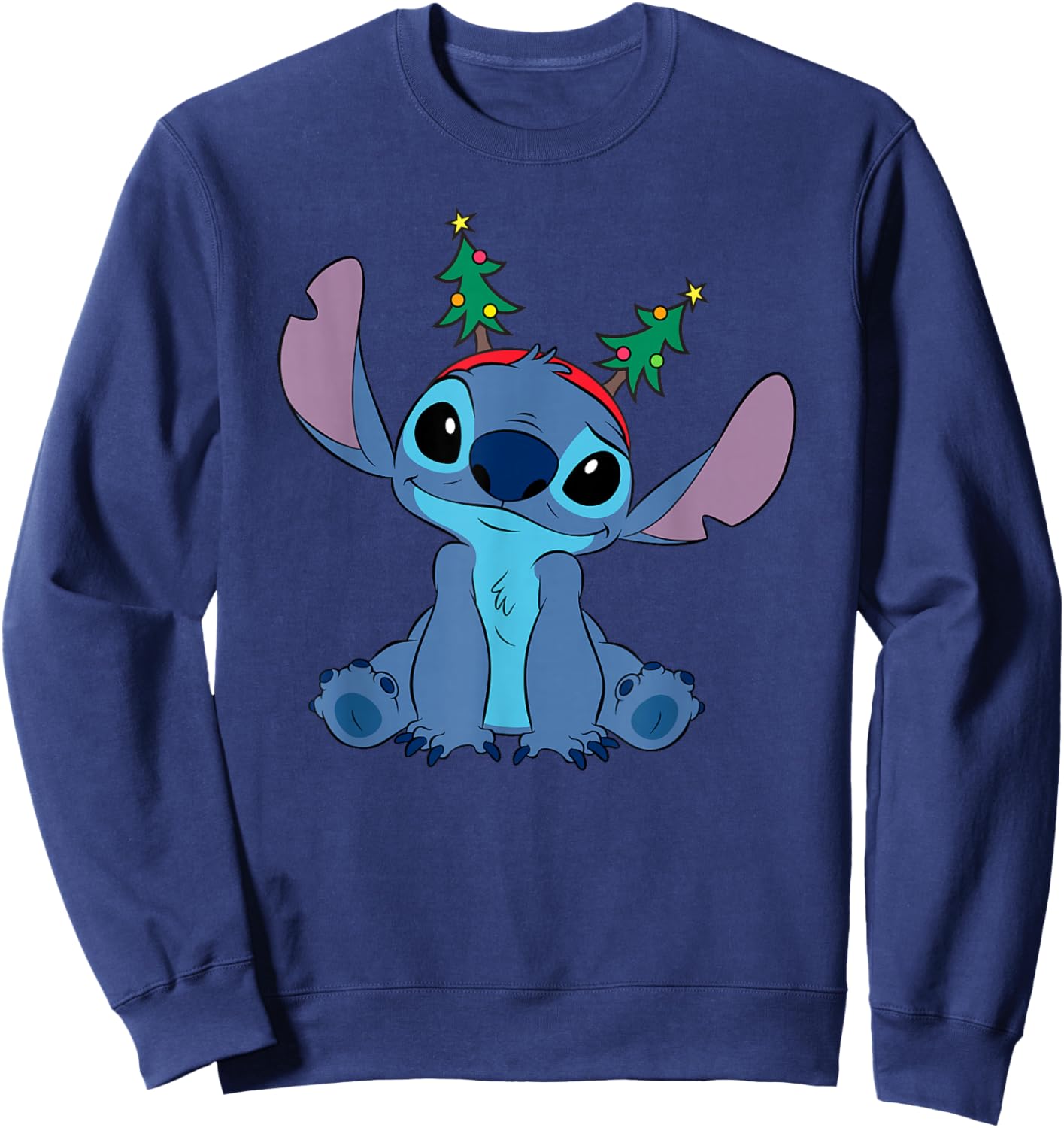 Disney Lilo & Stitch Christmas Seasonal Sitting Cute Pose Sweatshirt - Sweatshirt | Navy