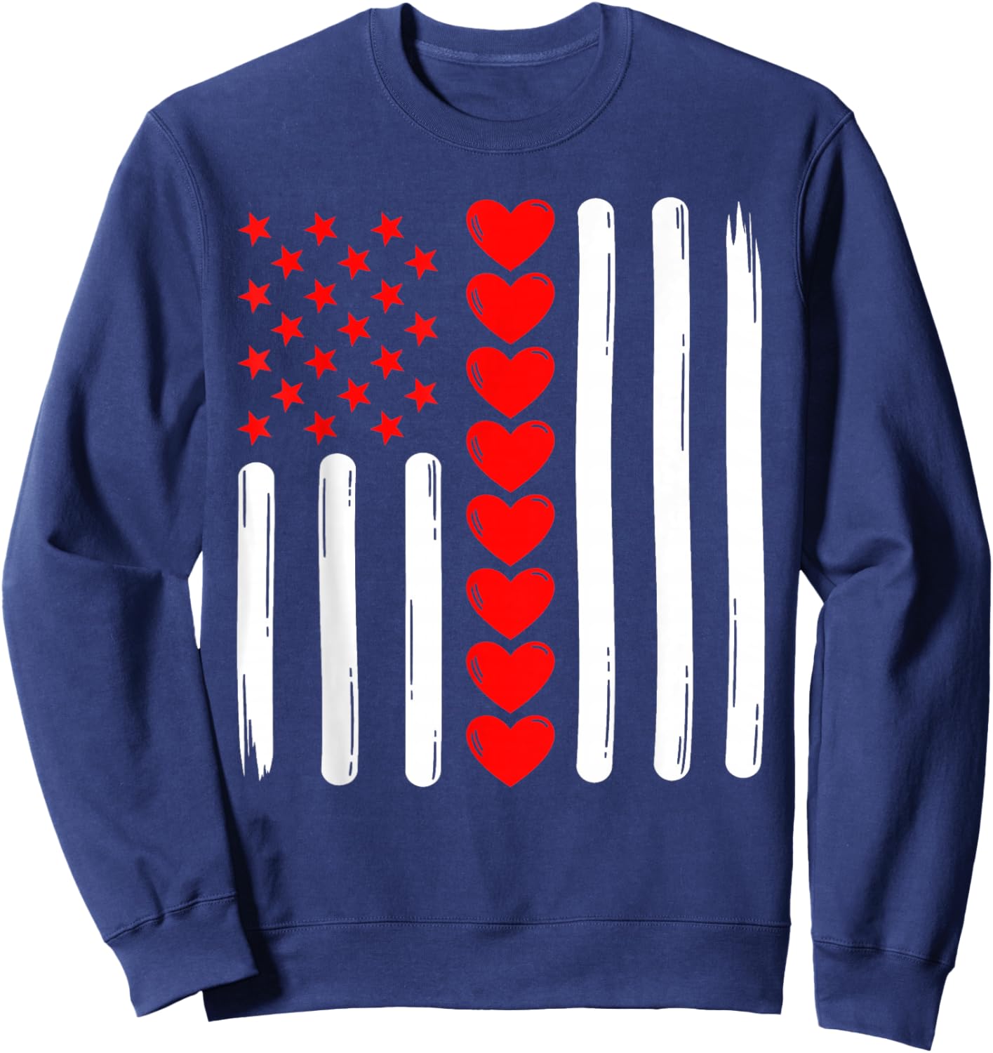 Retro Vintage USA Flag Valentines Day Women Kids Sweatshirt - Sweatshirt | Navy