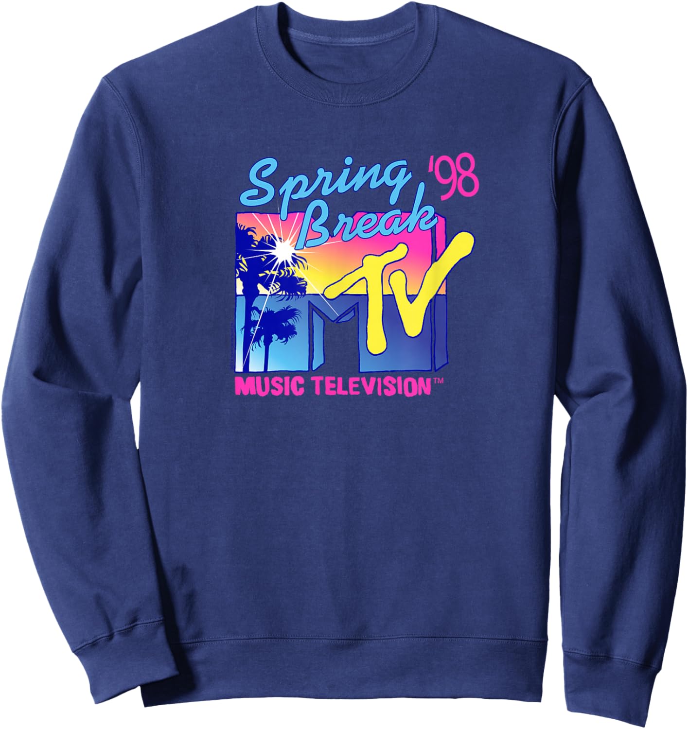 MTV Spring Break '98 Palm Tree Logo Vintage TV Sweatshirt - Sweatshirt | Navy