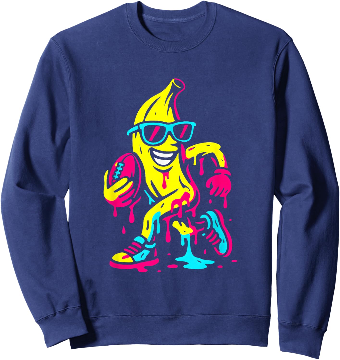 Banana Football Drip Funny Kids Youth Boys Girls Sweatshirt - Sweatshirt | Navy
