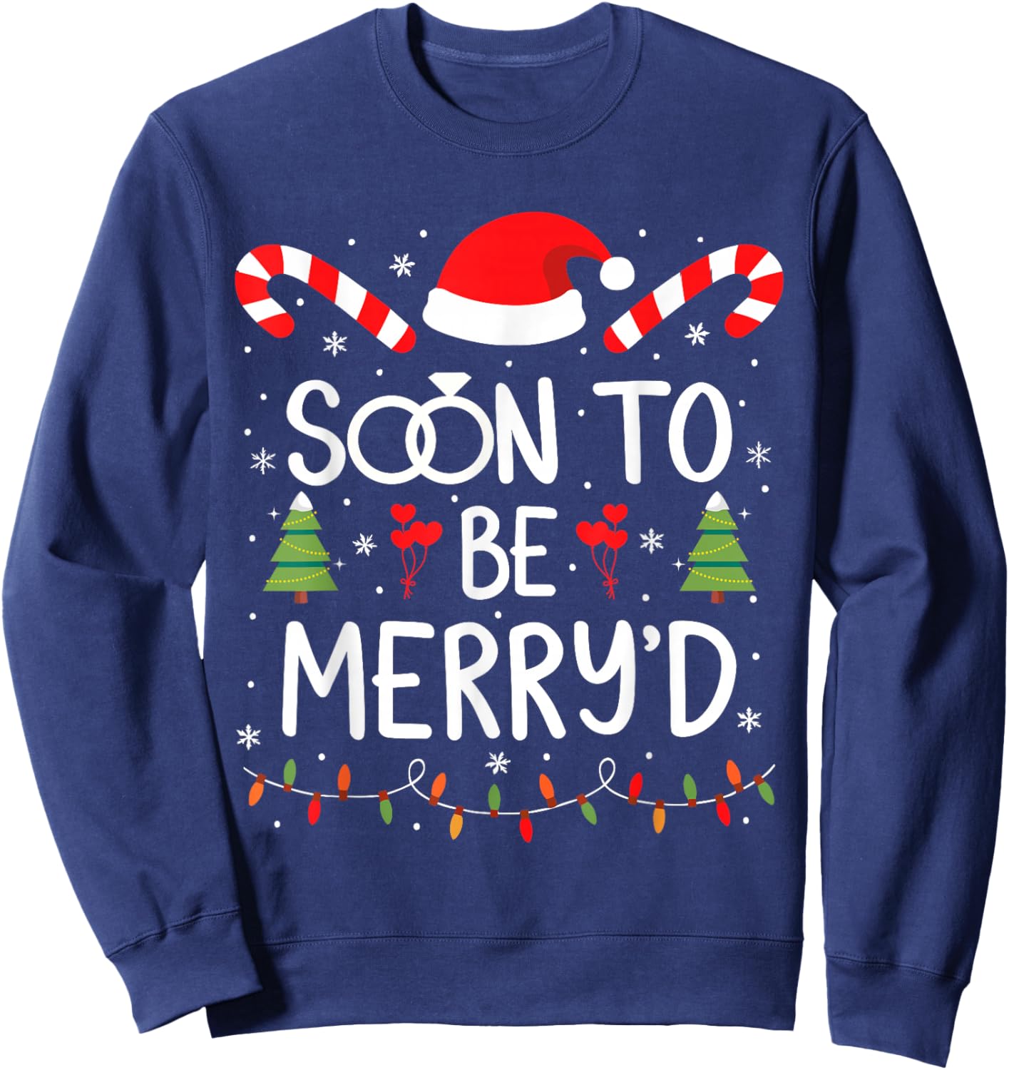 Soon to Be Merry'd Bride Engaged Matching Couples Christmas Sweatshirt - Sweatshirt | Navy