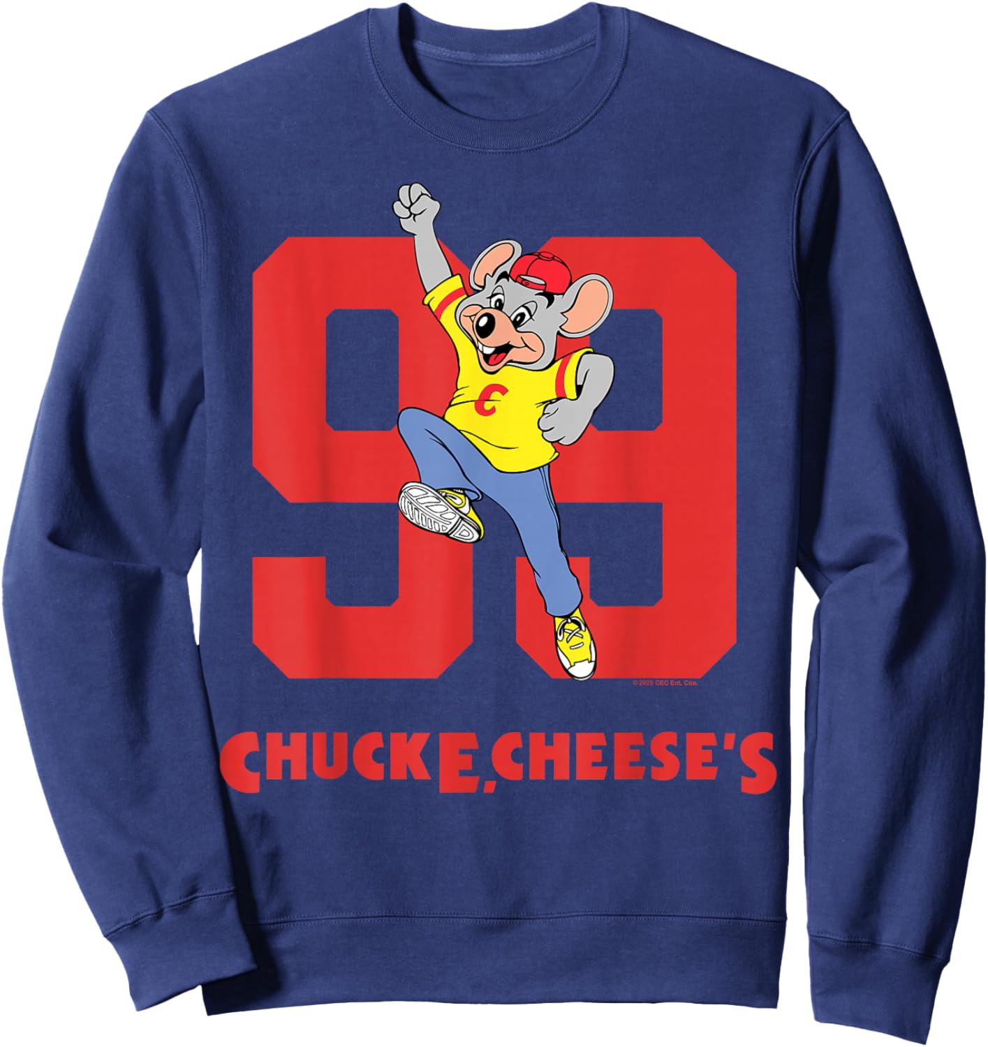 Chuck E. Cheese Number 99 Super Jump Retro 90's Art Design Sweatshirt - Sweatshirt | Navy