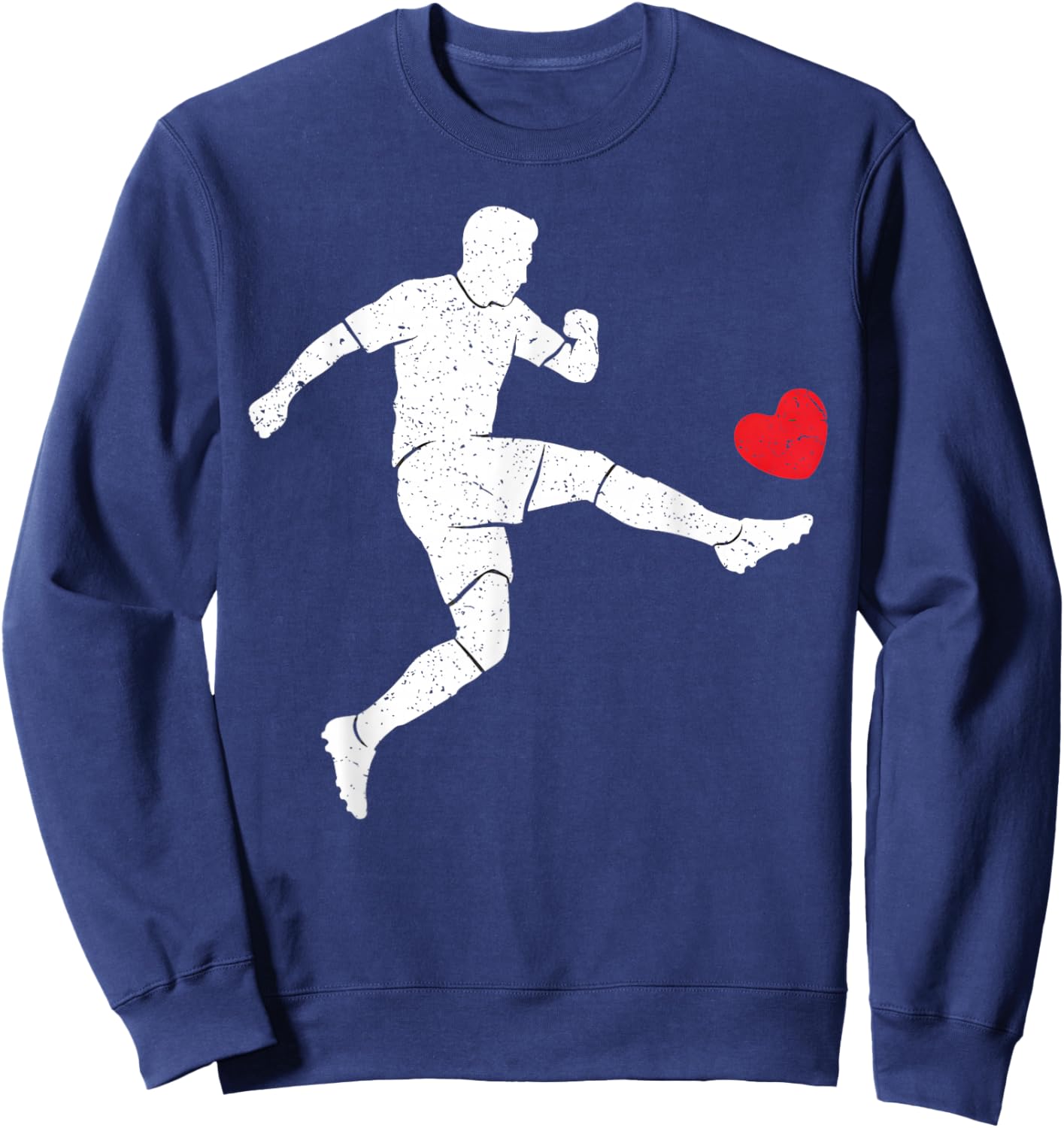 Valentines Day Soccer Silhouette Heart Men Boys Kid Sweatshirt - Sweatshirt | Navy