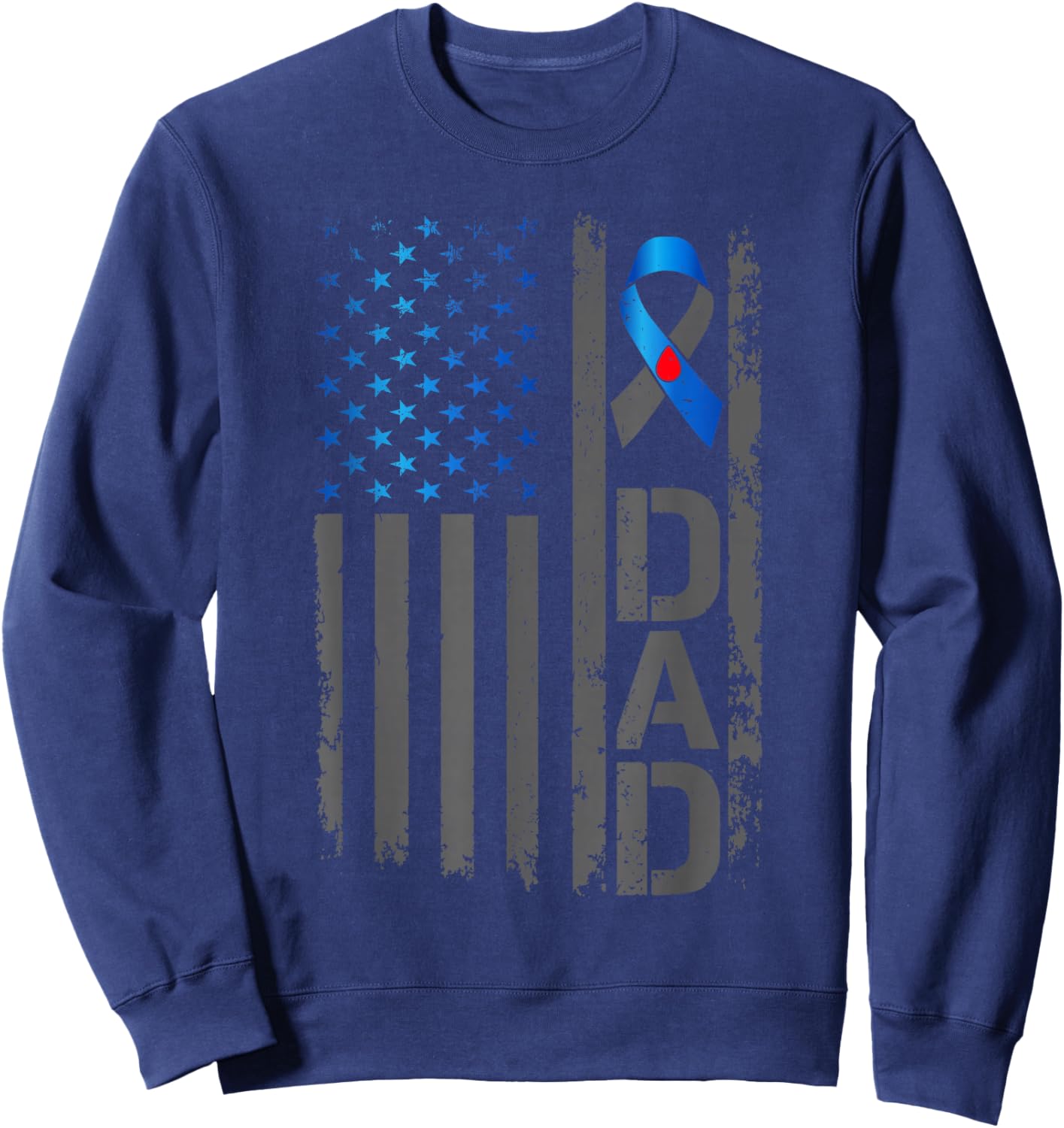 Type 1 Diabetes Awareness T1D Dad of Warrior Type 1 Diabetic Sweatshirt - Sweatshirt | Navy