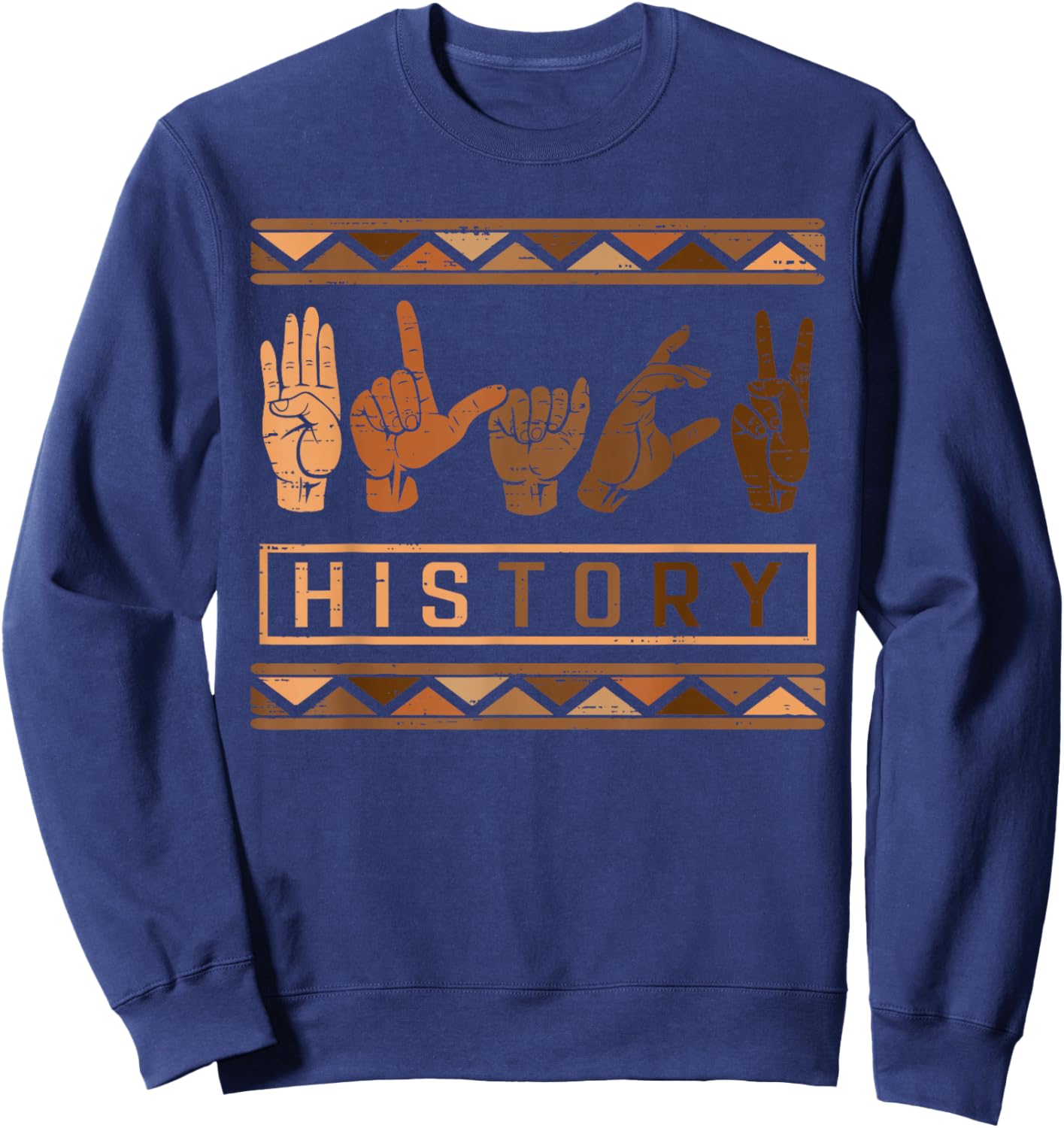 Black History Sign Language ASL Melanin African Women Girl Sweatshirt - Sweatshirt | Navy