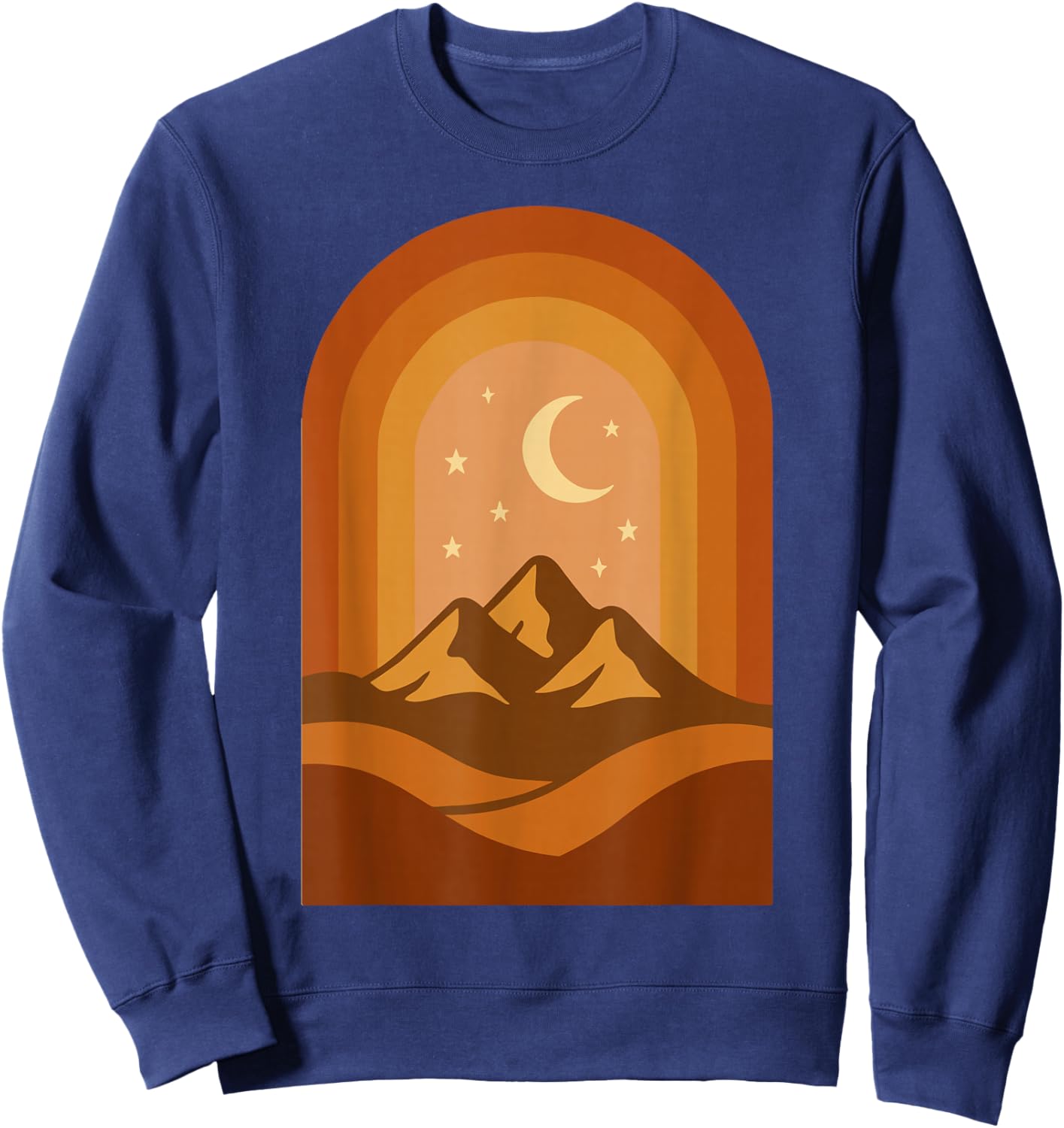 Retro Desert Mountains with Crescent Moon and Stars Sweatshirt - Sweatshirt | Navy