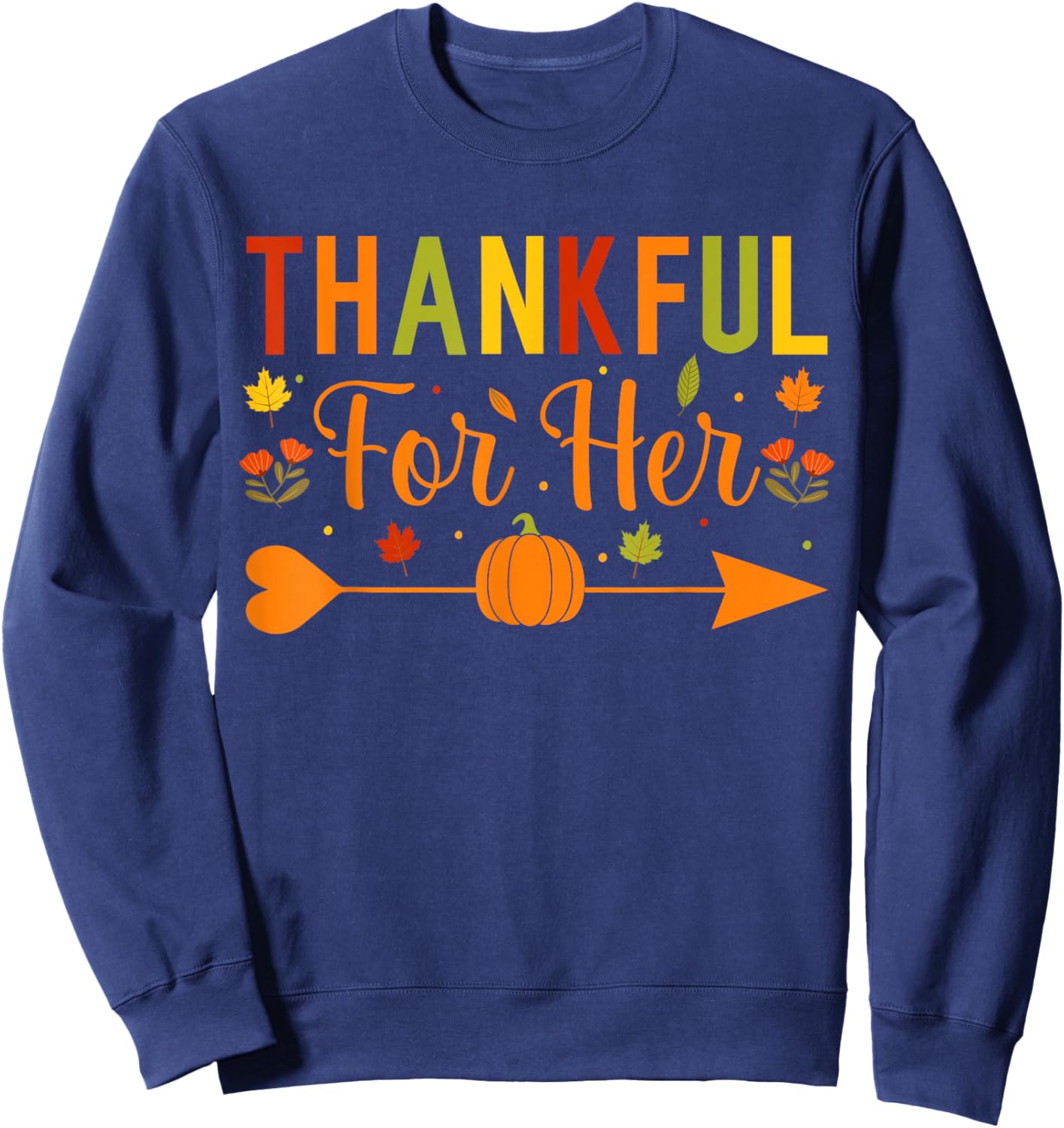 Thankful Couples Fall Matching Couple Thanksgiving Sweatshirt - Sweatshirt | Navy