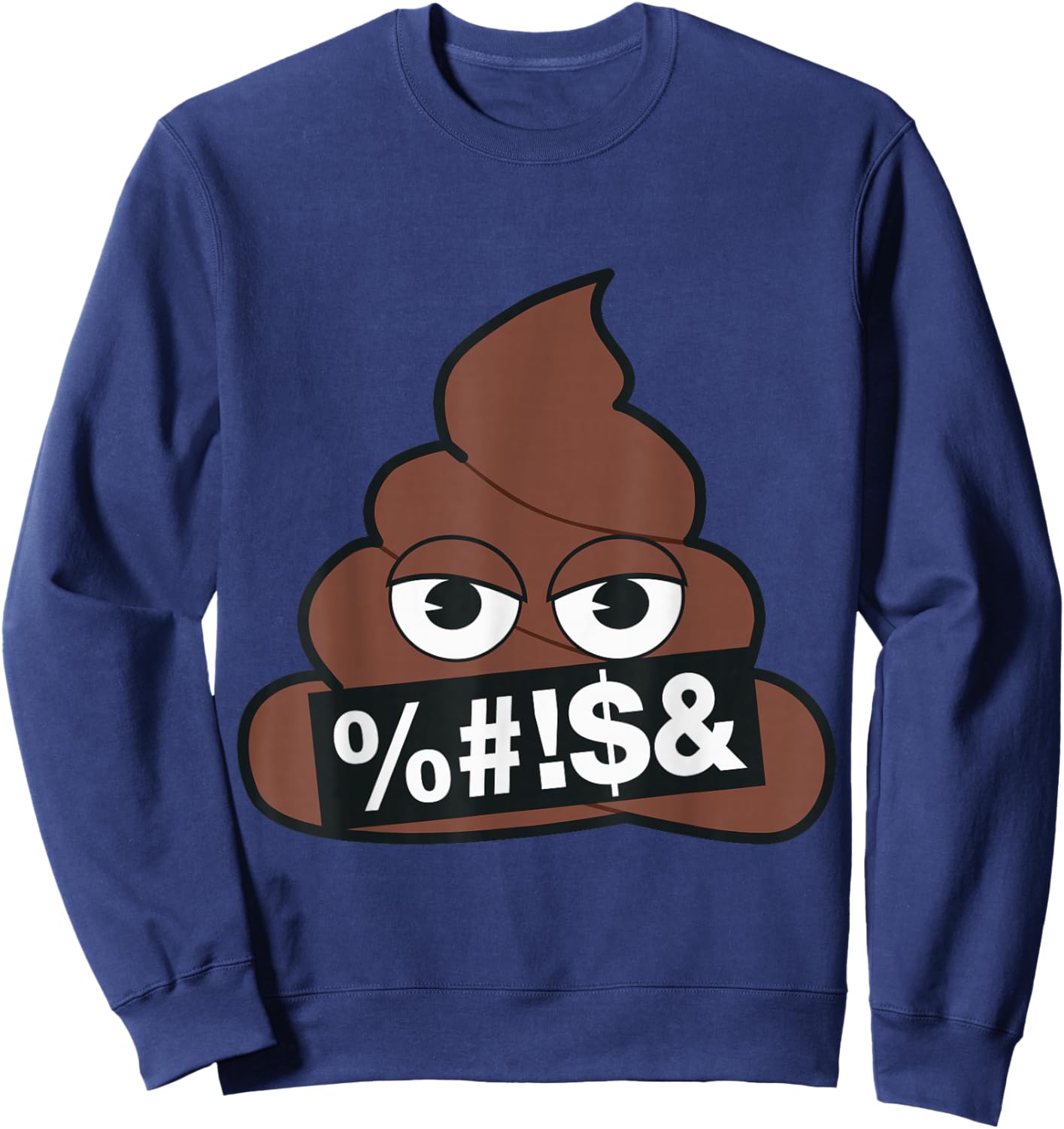 Official Emoji Poop Censored Yellow Smile Face Sweatshirt - Sweatshirt | Navy