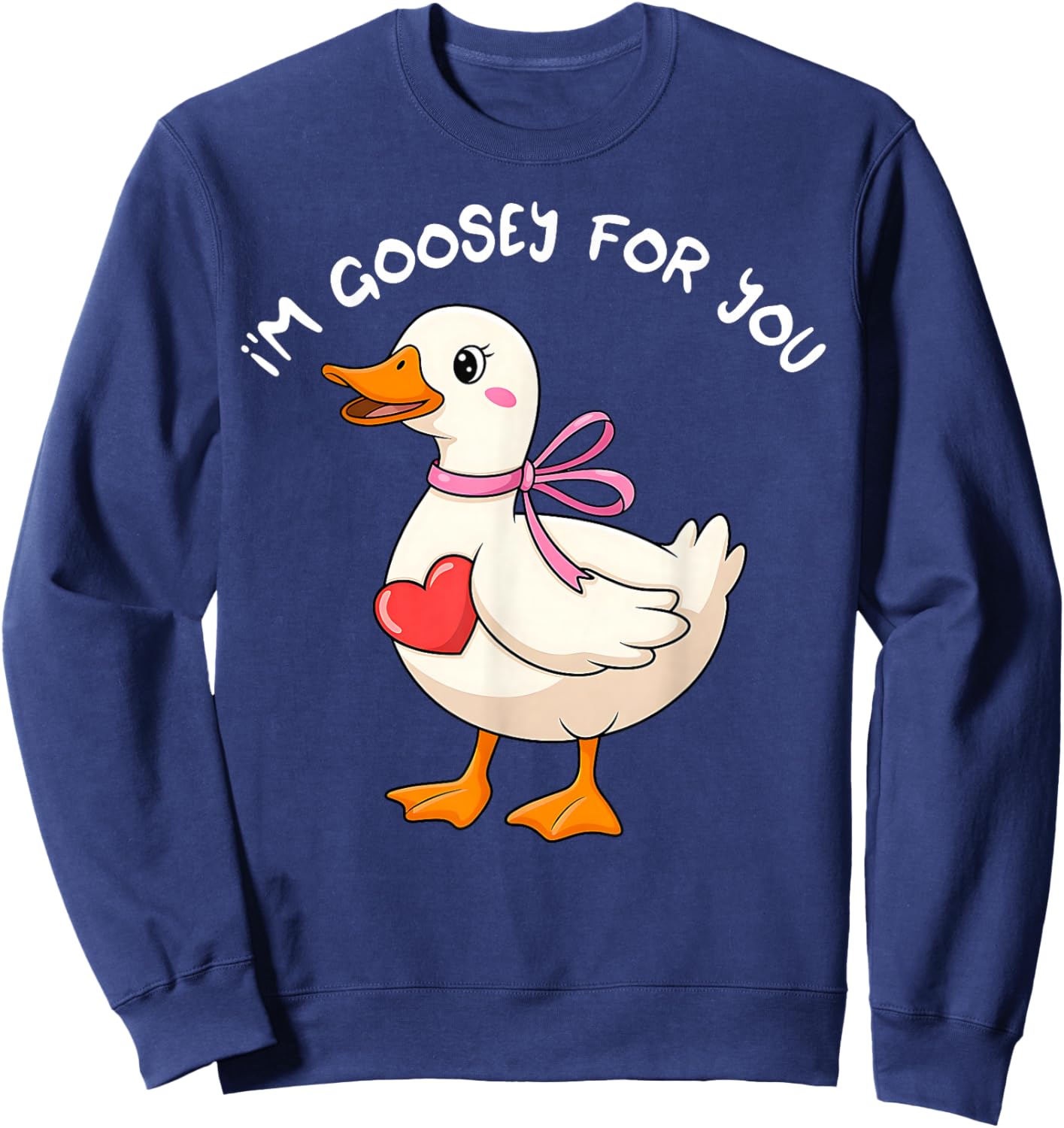 I'm Goosey for You Coquette Valentine Goose Sweatshirt - Sweatshirt | Navy