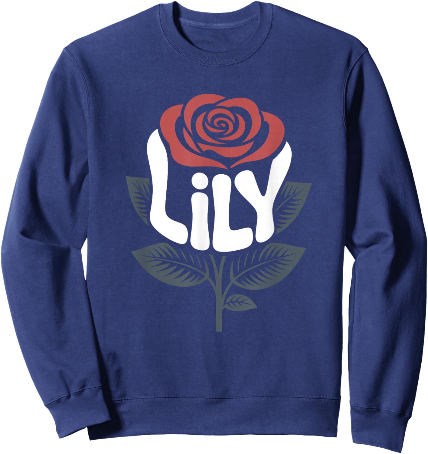 Lily Retro Rose Floral Name Vintage Flower Love Lily Sweatshirt - Sweatshirt | Navy