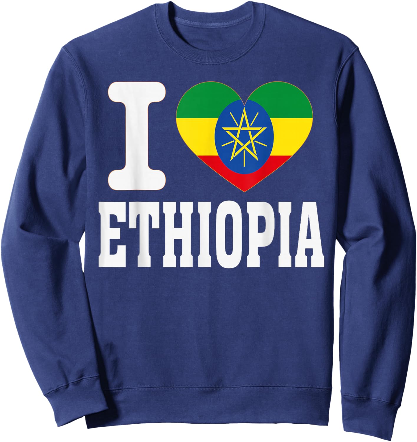 I Love Ethiopia Heart Souvenir Lovers Pride Travel Sweatshirt - Sweatshirt | Navy