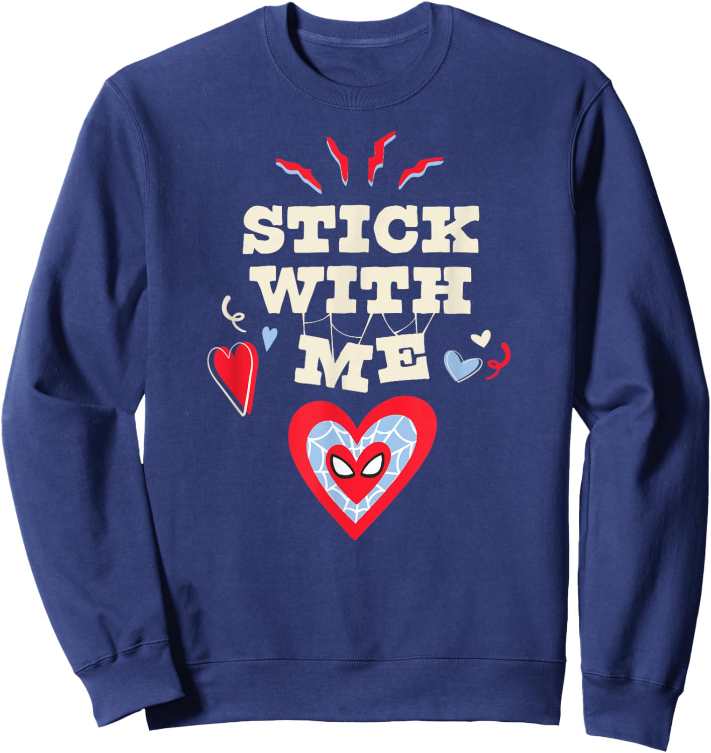 Marvel Spider-Man Stick with Me Valentine's Day Heart Sweatshirt - Sweatshirt | Navy