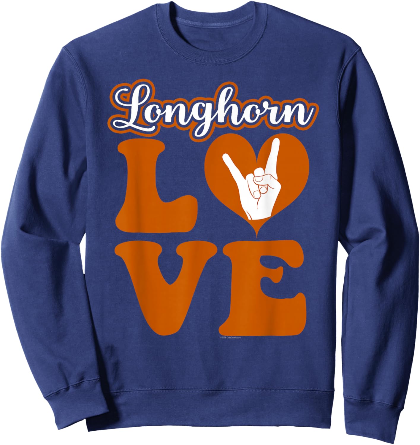 Love Longhorn Girl Heart Cute Retro Letters Sweatshirt - Sweatshirt | Navy