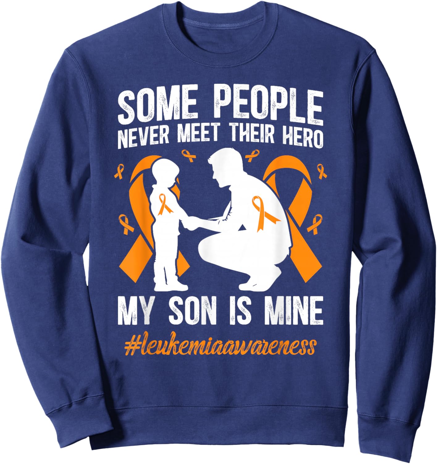 Leukemia Awareness Proud Leukemia Dad of A Leukemia Warrior Sweatshirt - Sweatshirt | Navy