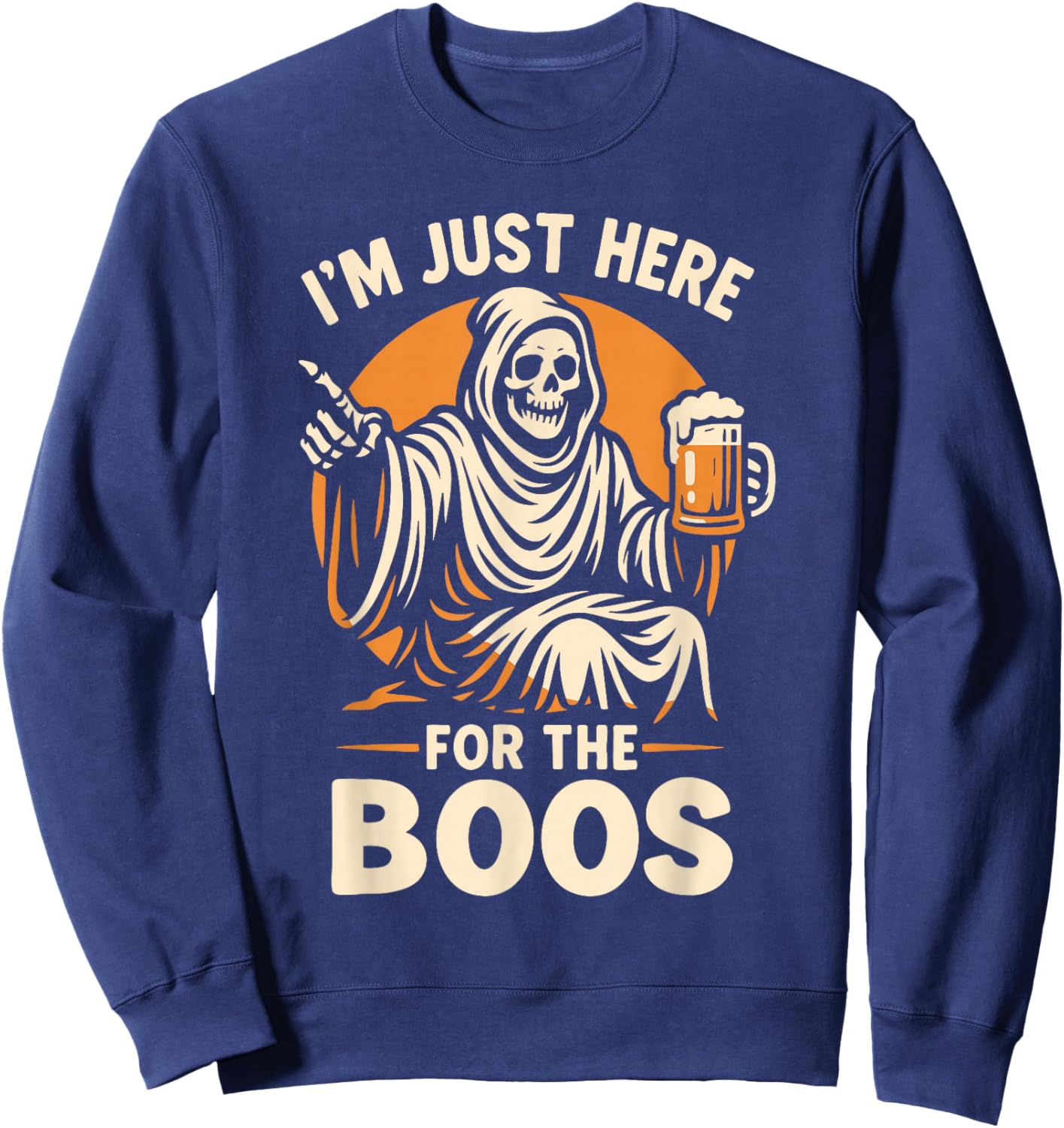I'm Just Here for The Boos Funny Halloween Ghost Sweatshirt - Sweatshirt | Navy
