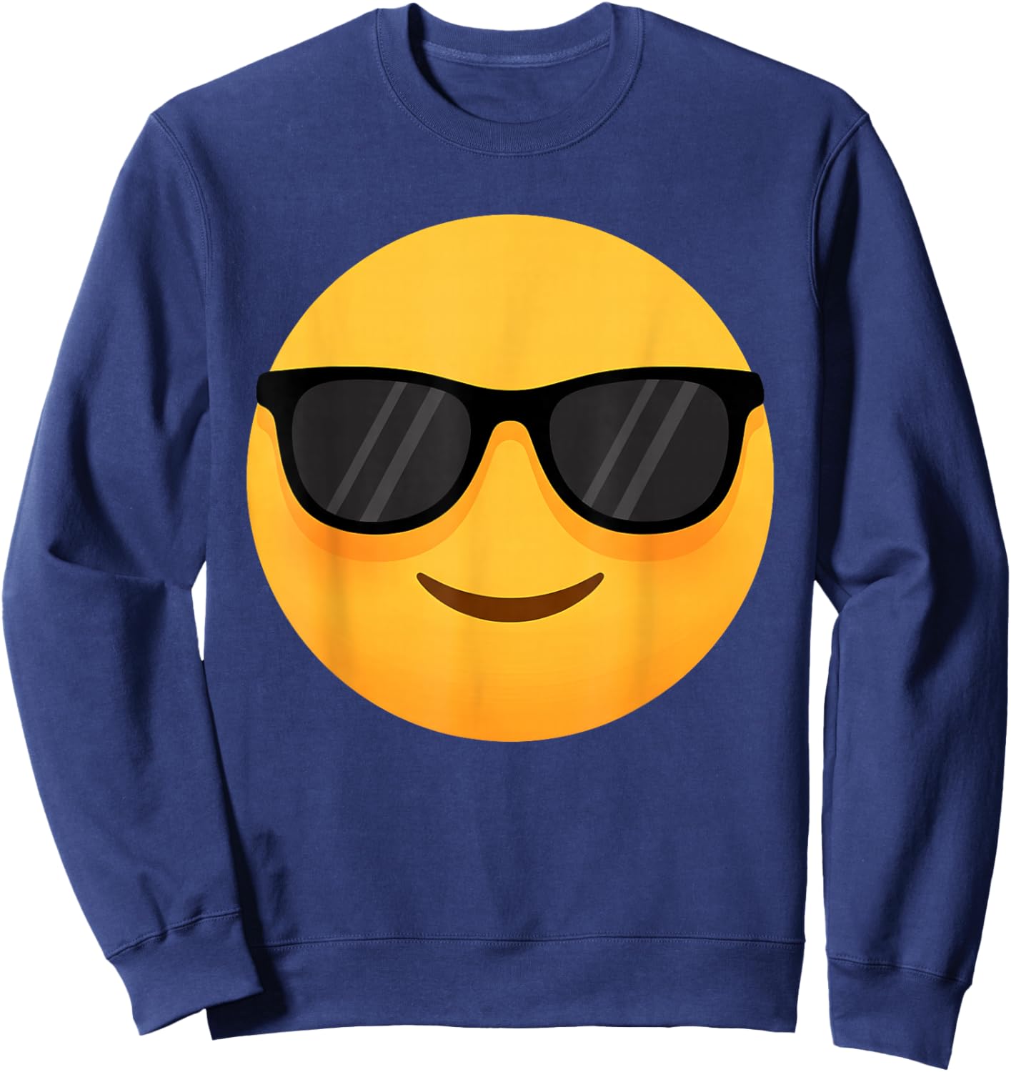 Funny Emoticon Cool Smiling Face with Sunglasses Sweatshirt - Sweatshirt | Navy