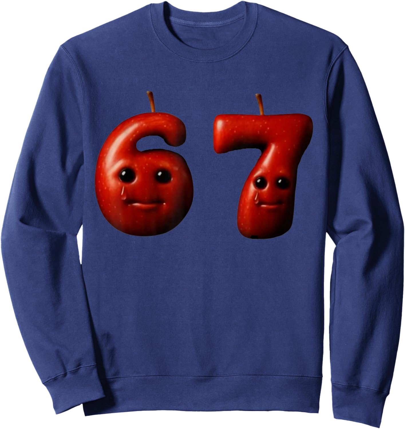 Funny 67 Silly AI Apple gen z Meme BrainRot Humor Sweatshirt - Sweatshirt | Navy
