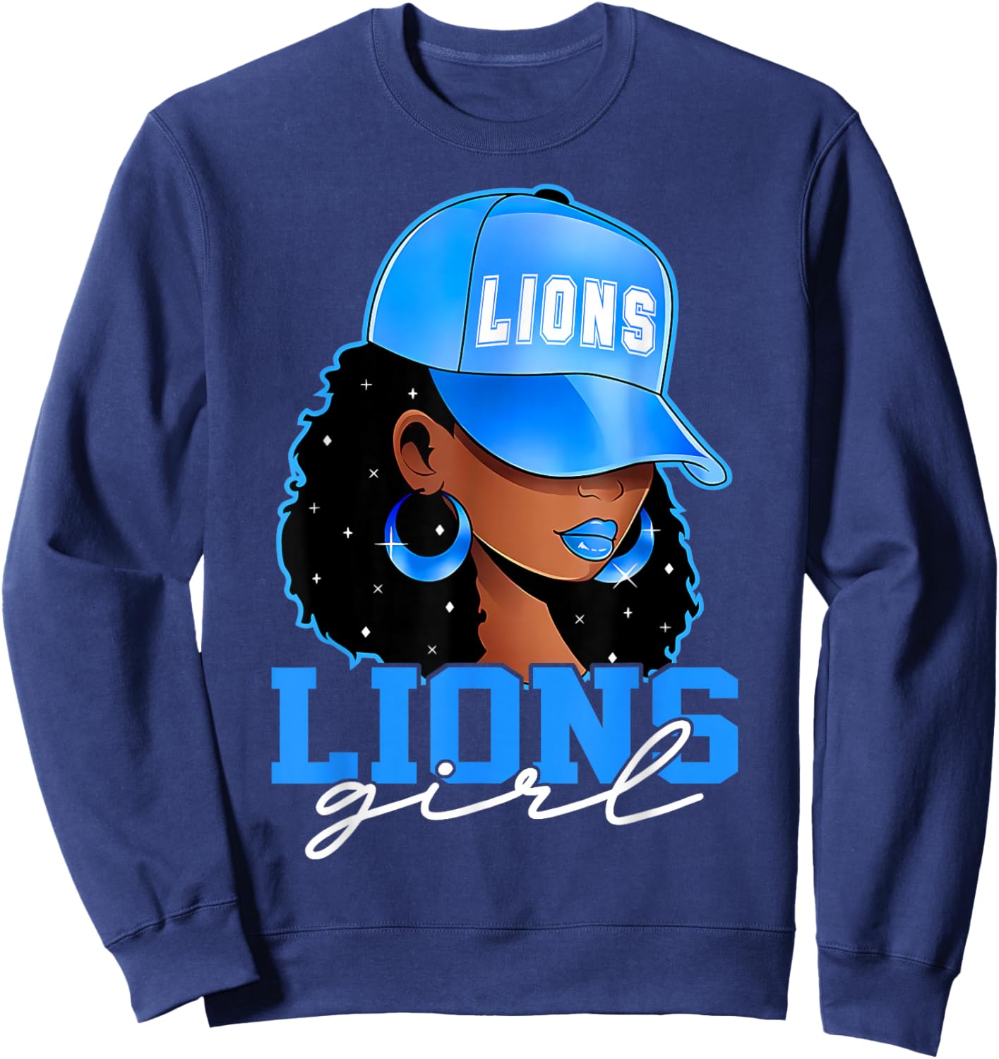 Vintage Lions Girl Black Women Sports Lover Aesthetic Sweatshirt - Sweatshirt | Navy