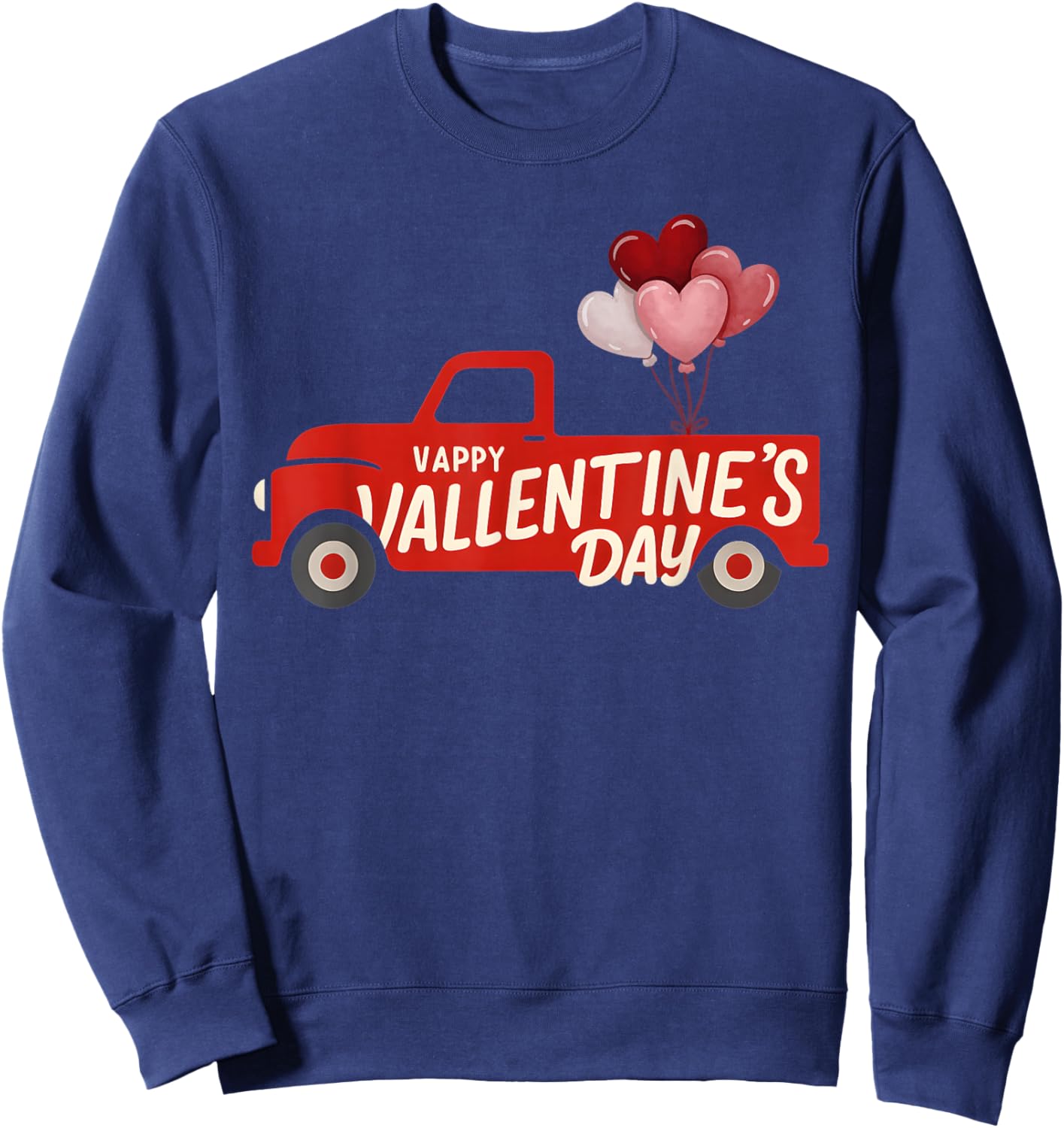 Funny Red Truck Hearts Valentines Day Country Farm Romance Sweatshirt - Sweatshirt | Navy