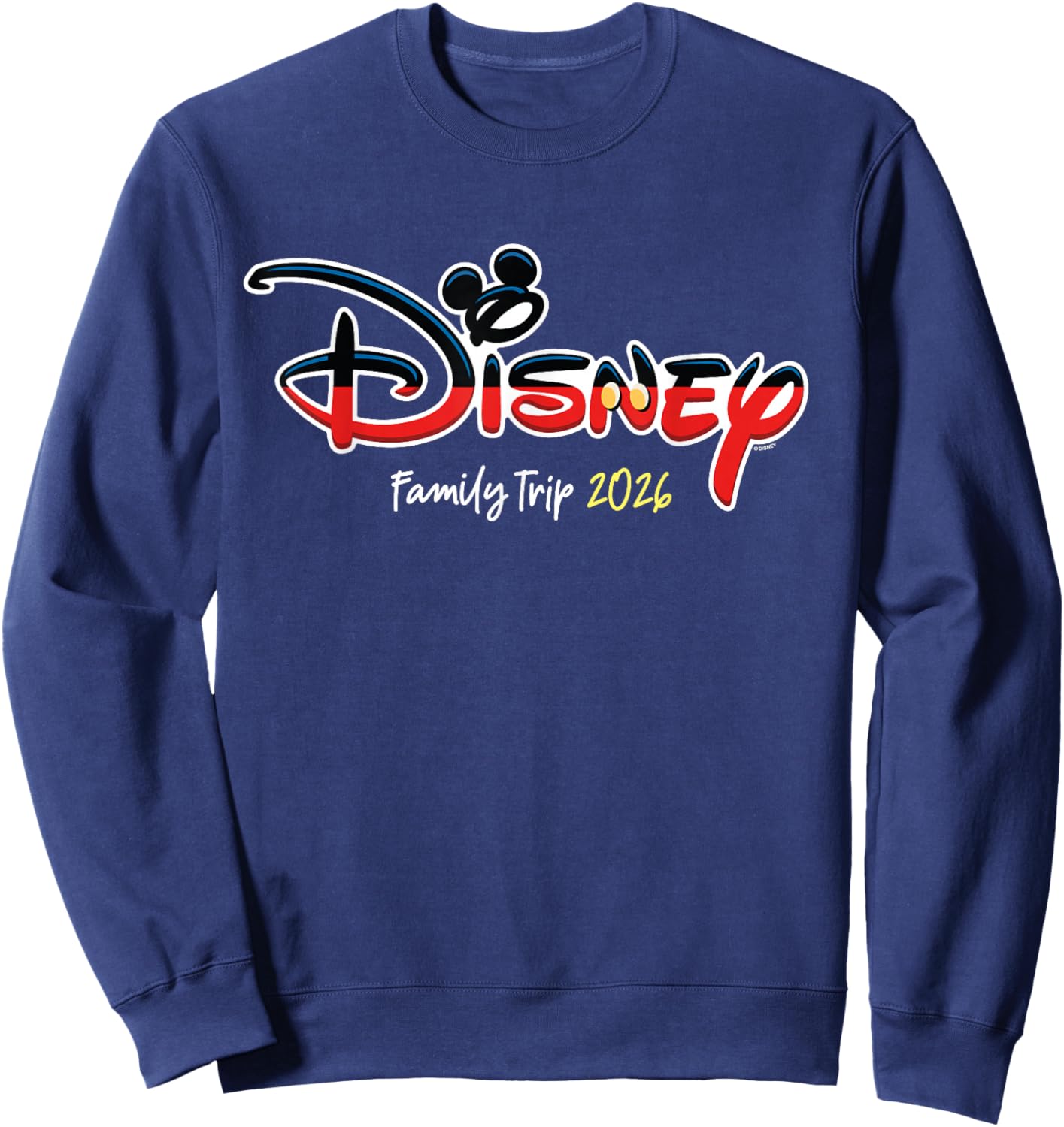 Disney Mickey Mouse Script Logo Family Trip 2026 Vacation Sweatshirt - Sweatshirt | Navy