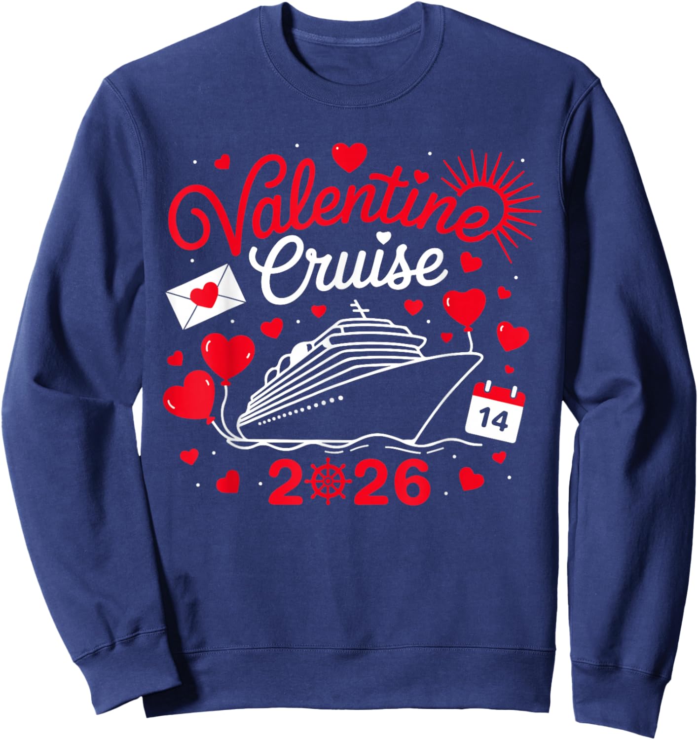 Cute Valentine Cruise 2026 Matching Couple Holiday Sweatshirt - Sweatshirt | Navy