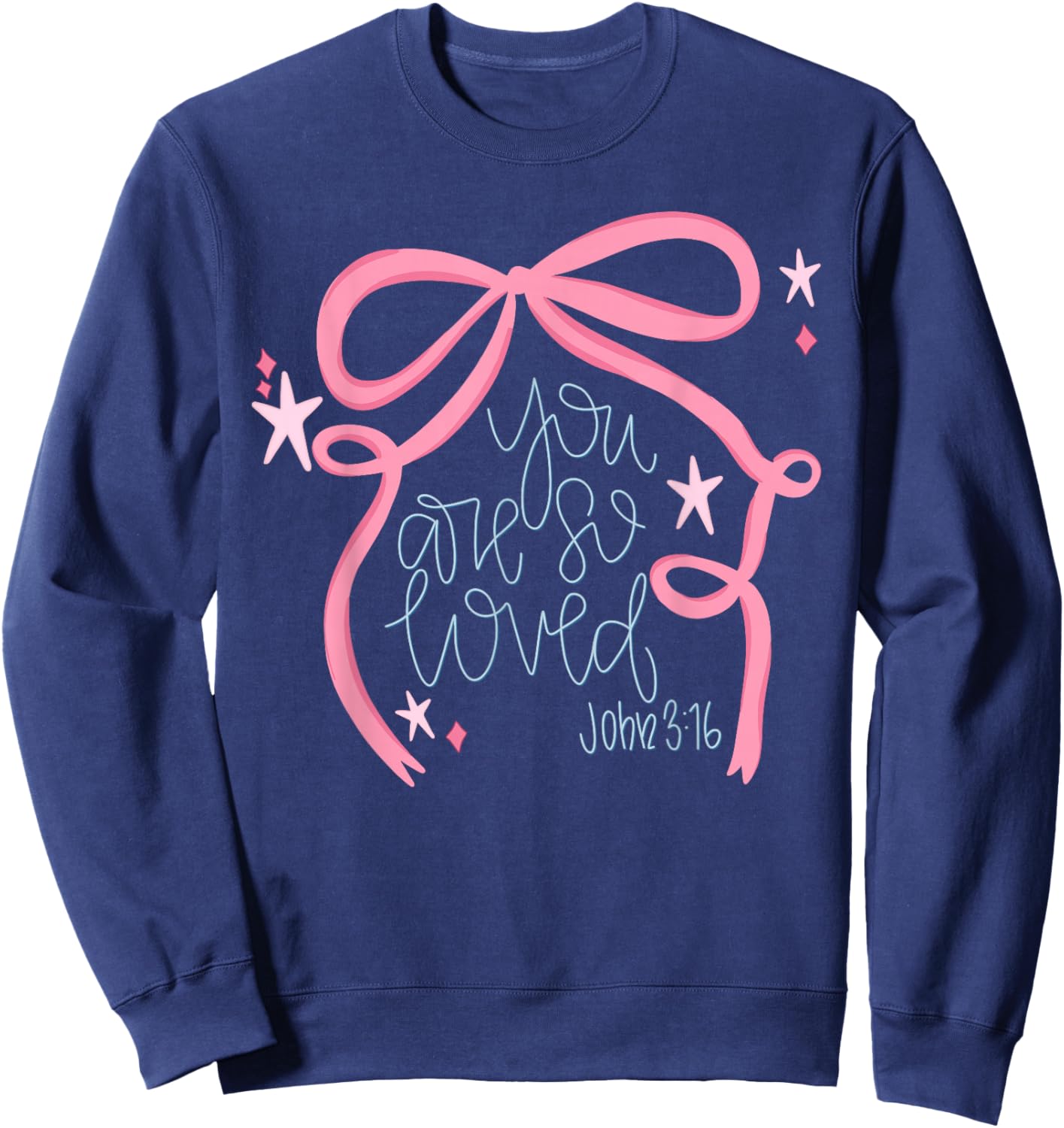 You are So Loved Coquette Bow John 3 16 Christian Valentines Sweatshirt - Sweatshirt | Navy