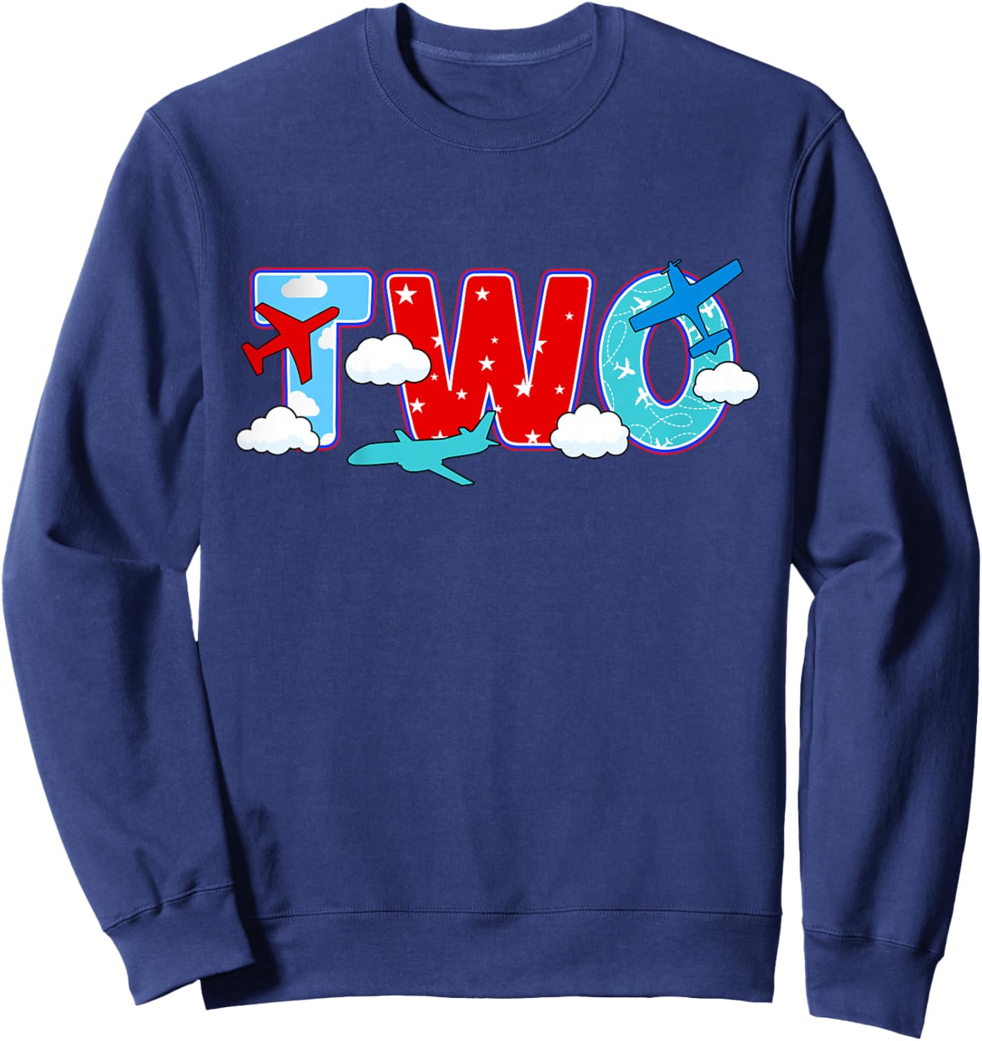 2nd Airplane Birthday Party Two Year Old Pilot Birthday Sweatshirt - Sweatshirt | Navy
