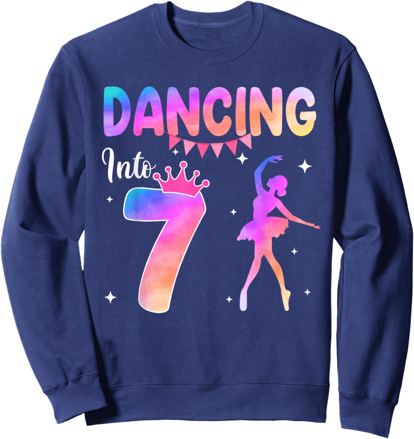 7 Years Old Ballet Dancer 7th Birthday Ballerina Party Sweatshirt - Sweatshirt | Navy