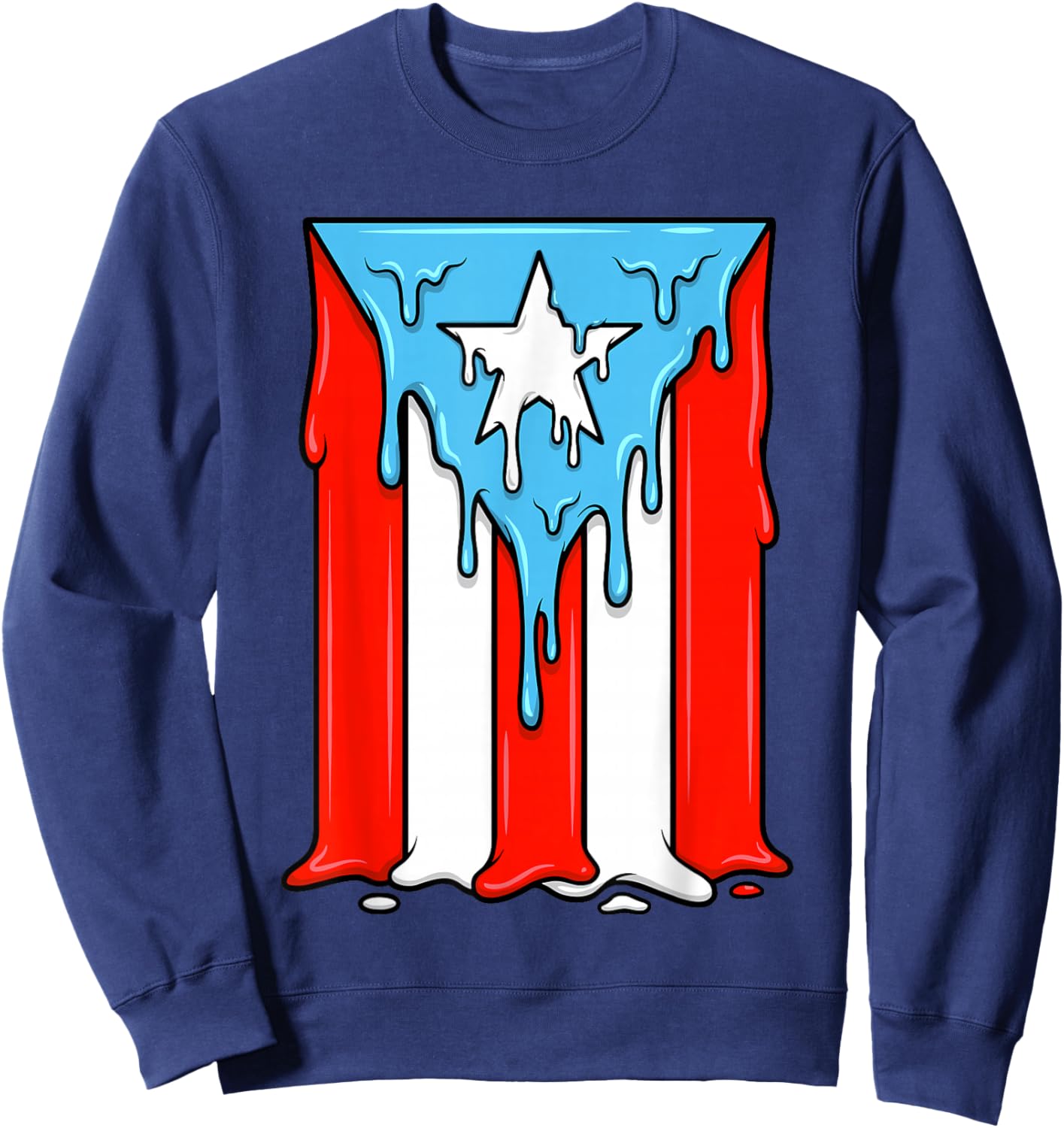 Dripping Puerto Rico Flag Boricua Pride Street Art Sweatshirt - Sweatshirt | Navy