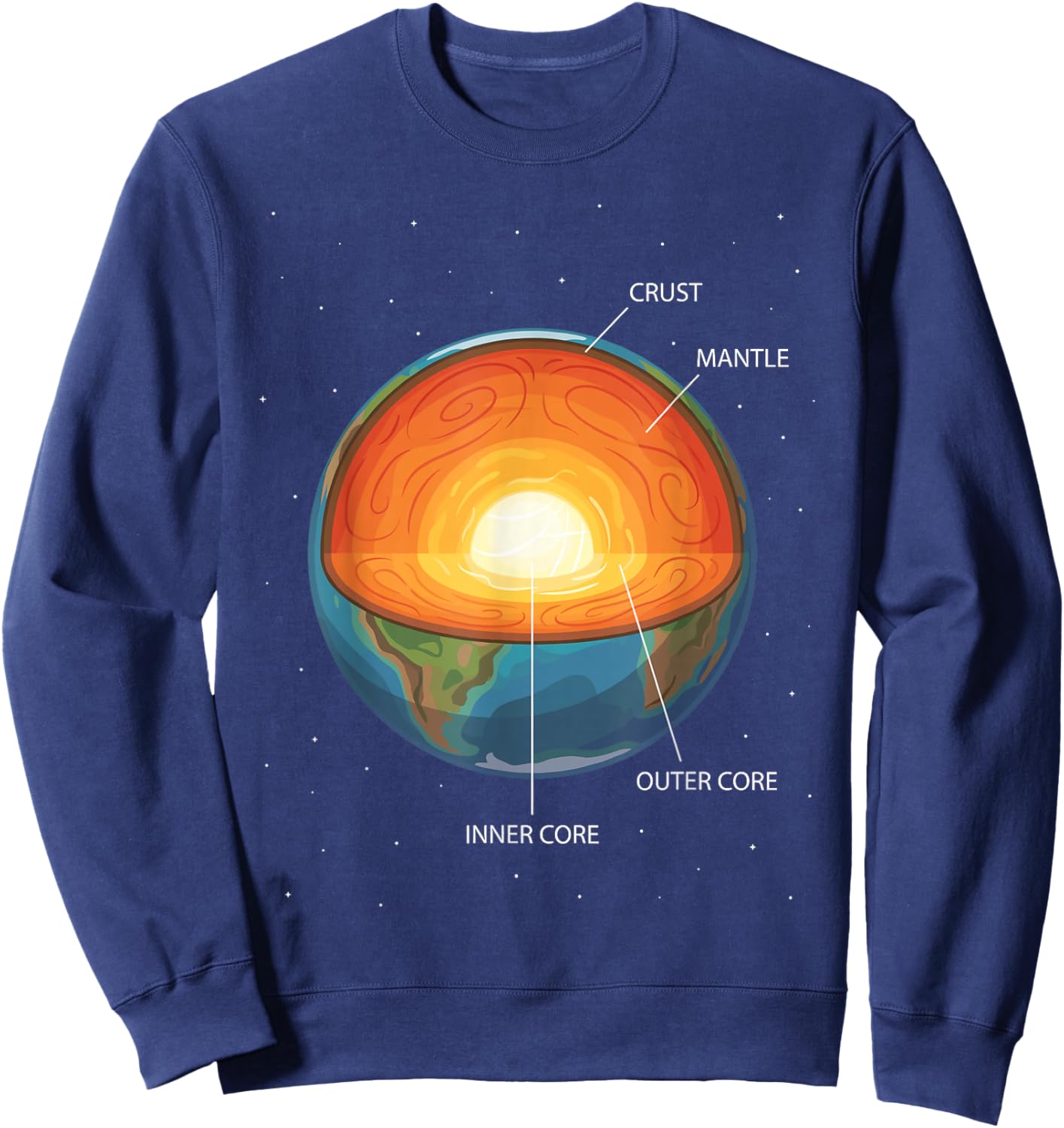 Earth Layers Structure Planet Science Geology Sweatshirt - Sweatshirt | Navy