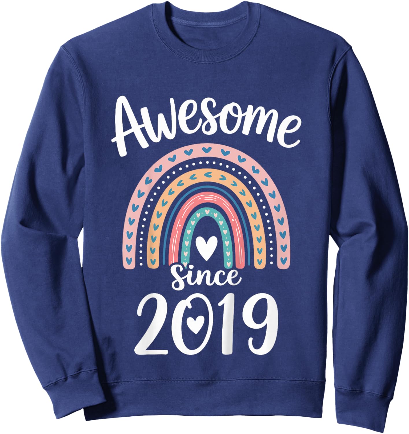 Awesome Since 2019 7th Birthday 7 Years Old Sweatshirt - Sweatshirt | Navy