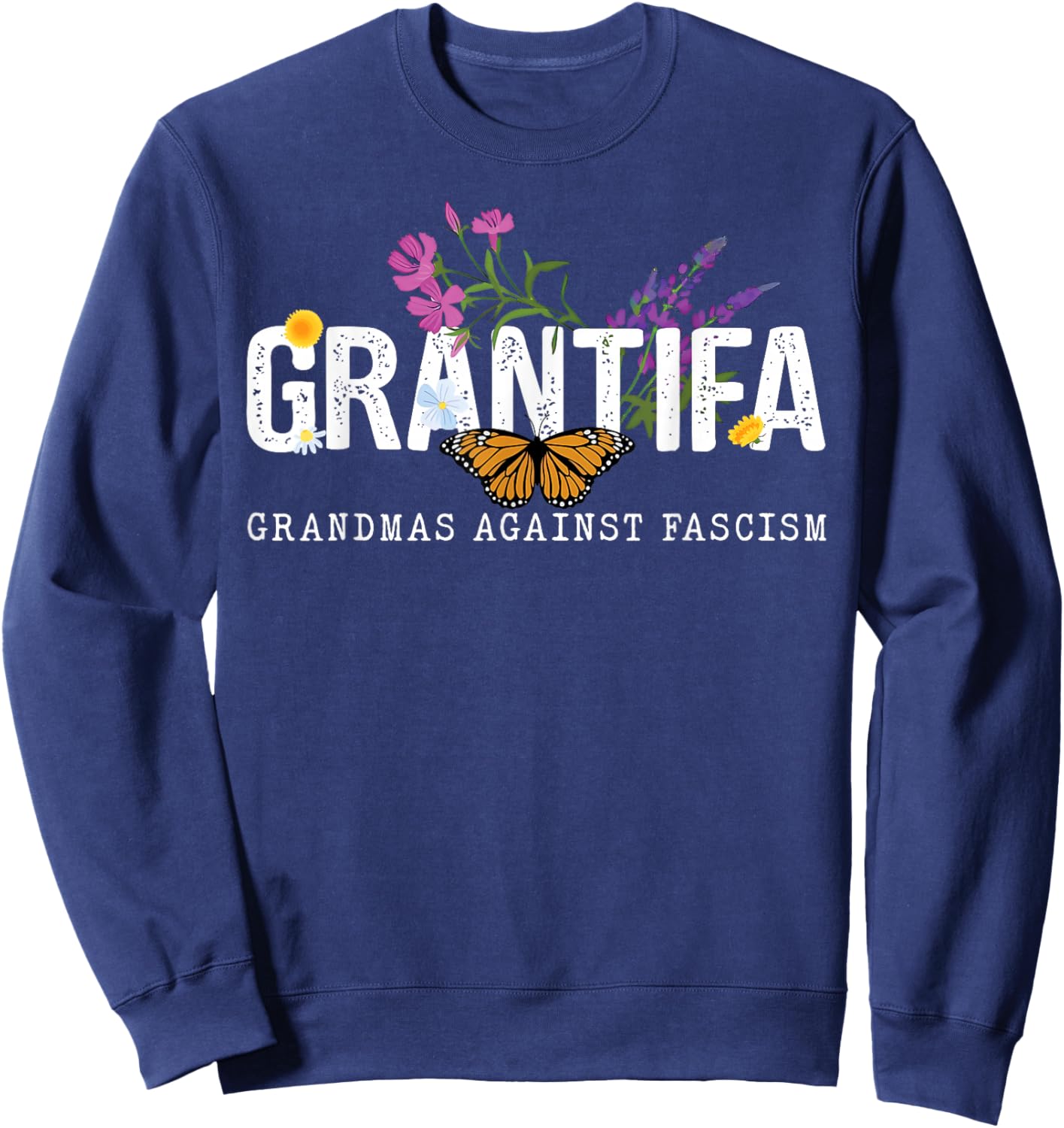 Grantifa Grandmas Against Fascism Women Sweatshirt - Sweatshirt | Navy