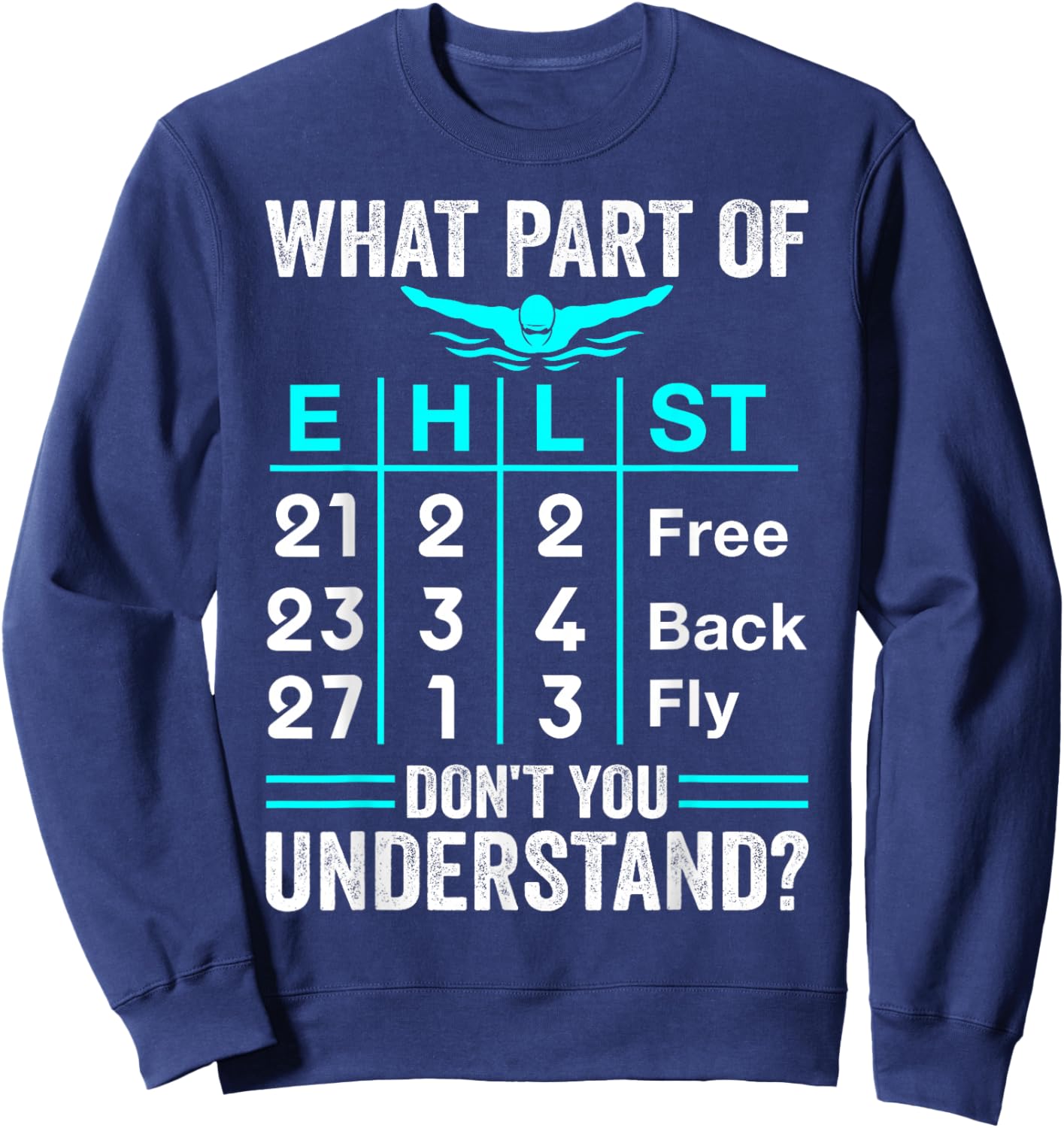 Swimming Swimmer What Part Don't You Understand Swim Team Sweatshirt - Sweatshirt | Navy