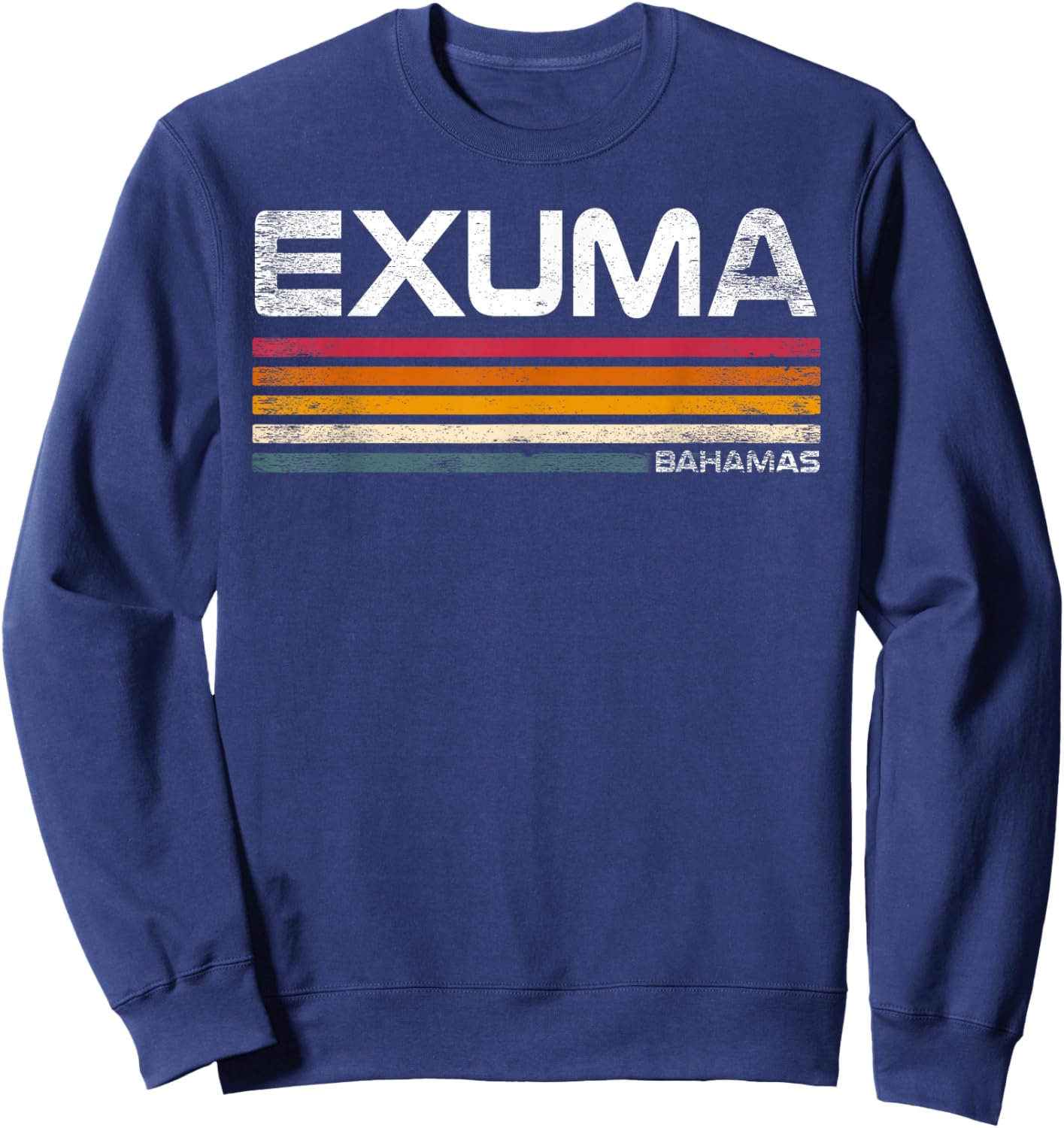 Exuma Bahamas Retro Design Exuma Caribbean Island Sweatshirt - Sweatshirt | Navy