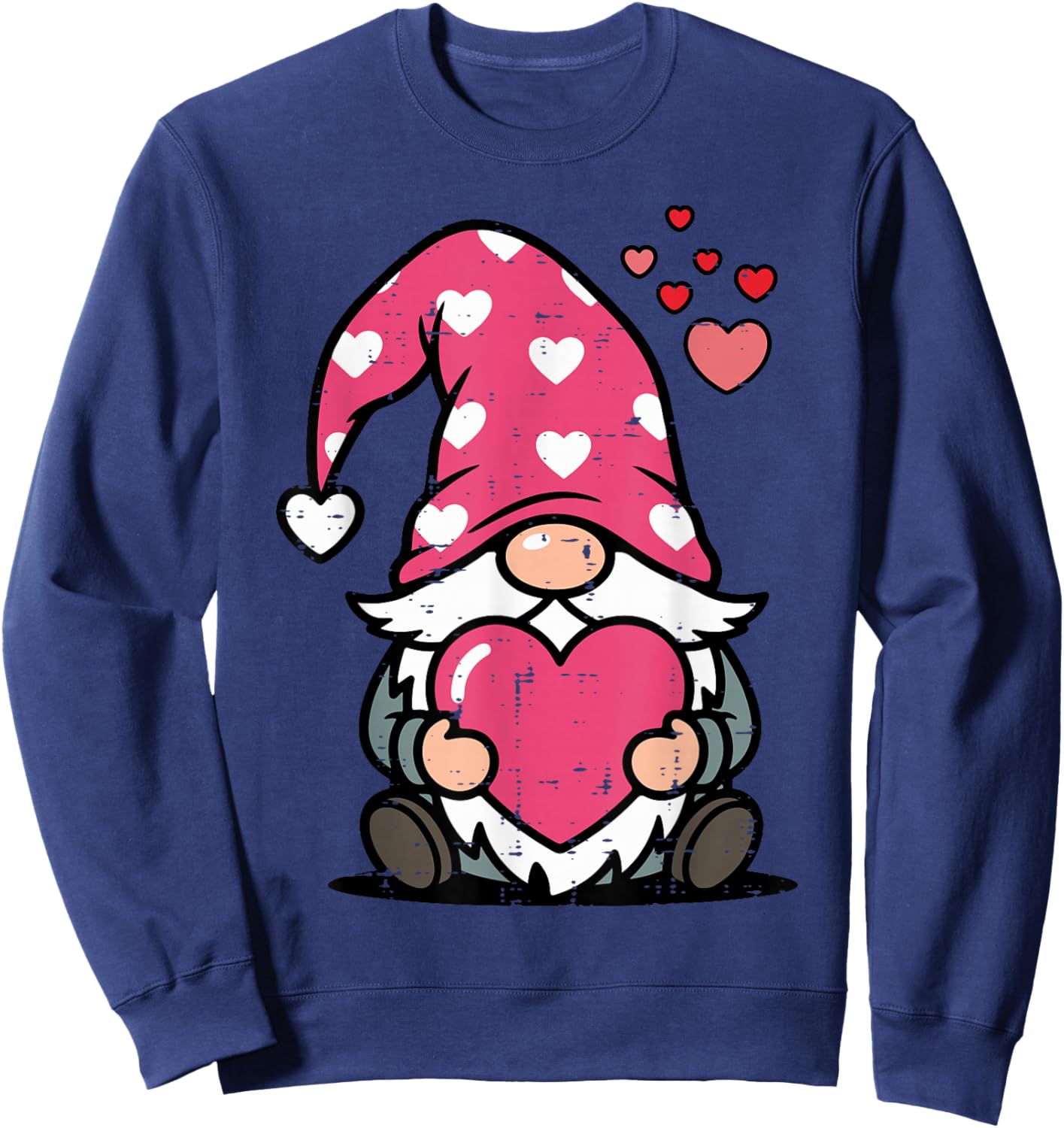 Valentines Day Gnome Heart Cute Love Women Girls Kids Men Sweatshirt - Sweatshirt | Navy