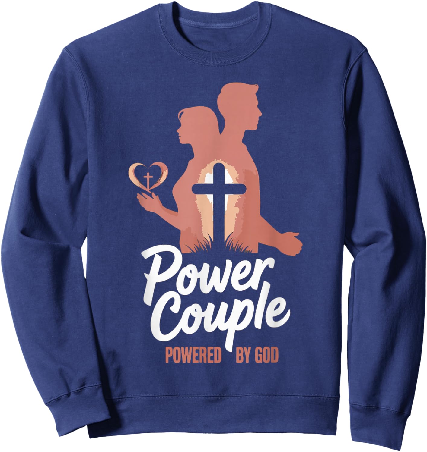 Power Couple Power by God Christian Matching Couple Sweatshirt - Sweatshirt | Navy