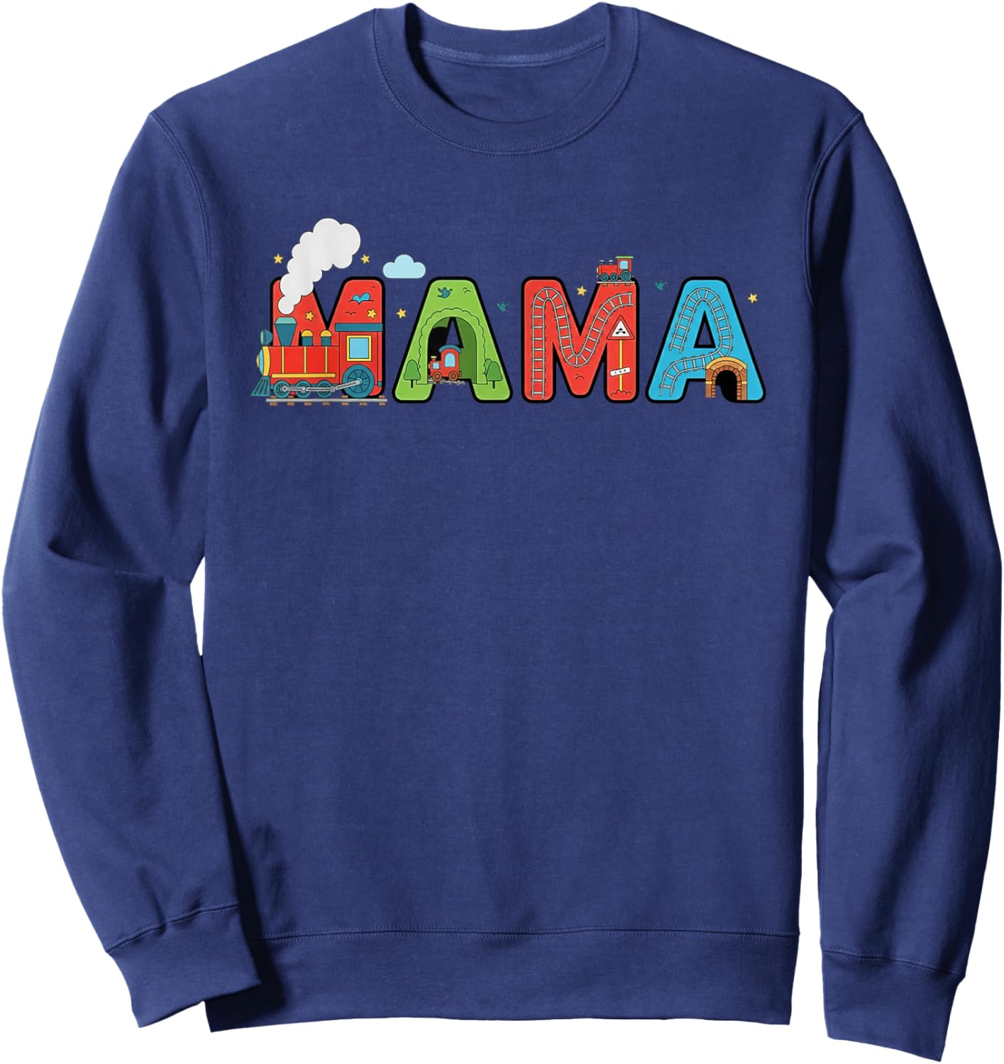 Funny Mama Birthday Boy Choo Choo Train Kids Family Party Sweatshirt - Sweatshirt | Navy