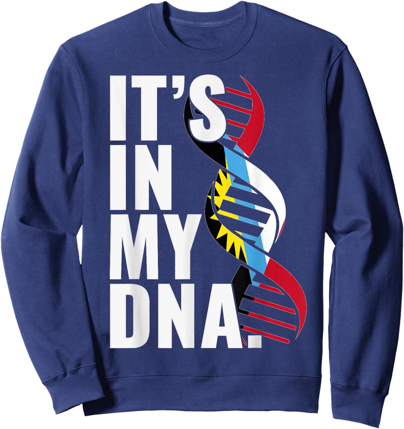 Antigua and Barbuda Roots Flag Fingerprint Graphic Patriotic Sweatshirt - Sweatshirt | Navy