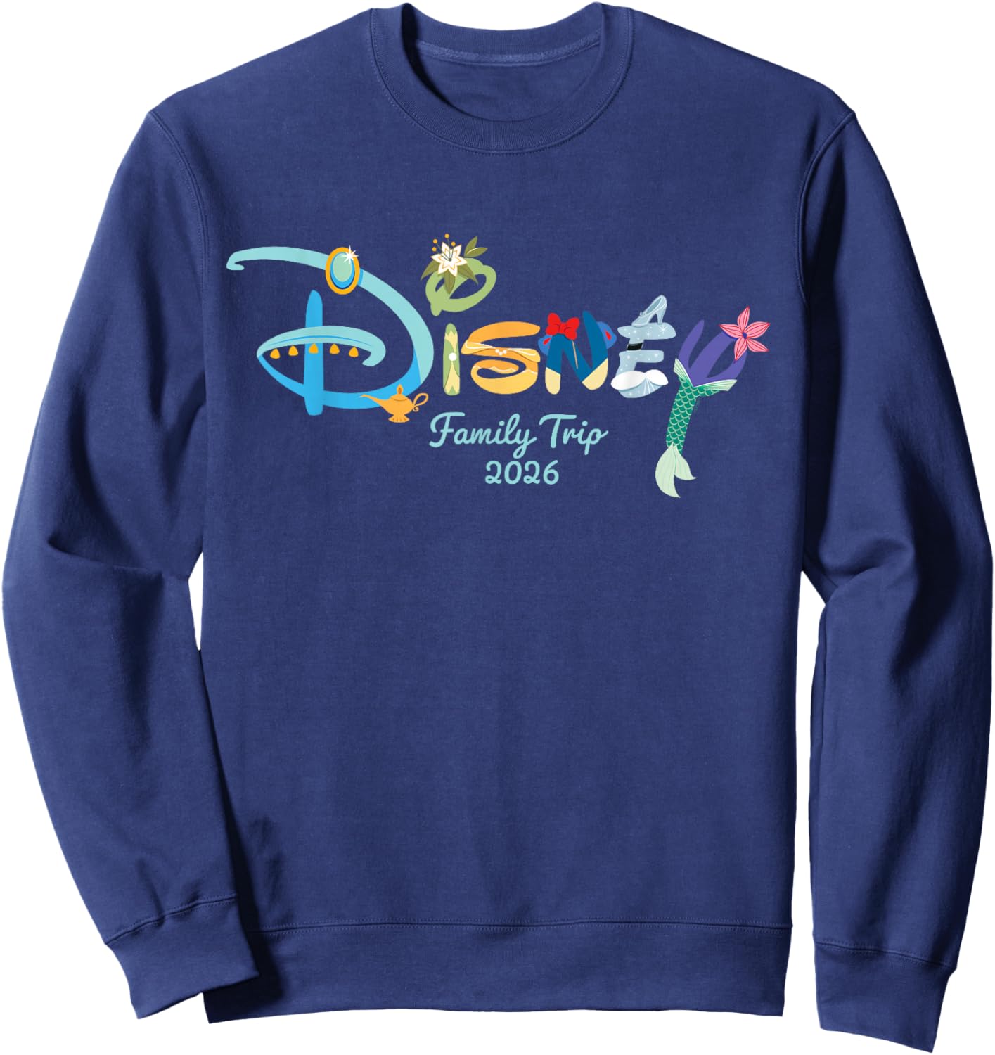 Disney Princess Letters Logo Family Trip Matching 2026 Sweatshirt - Sweatshirt | Navy