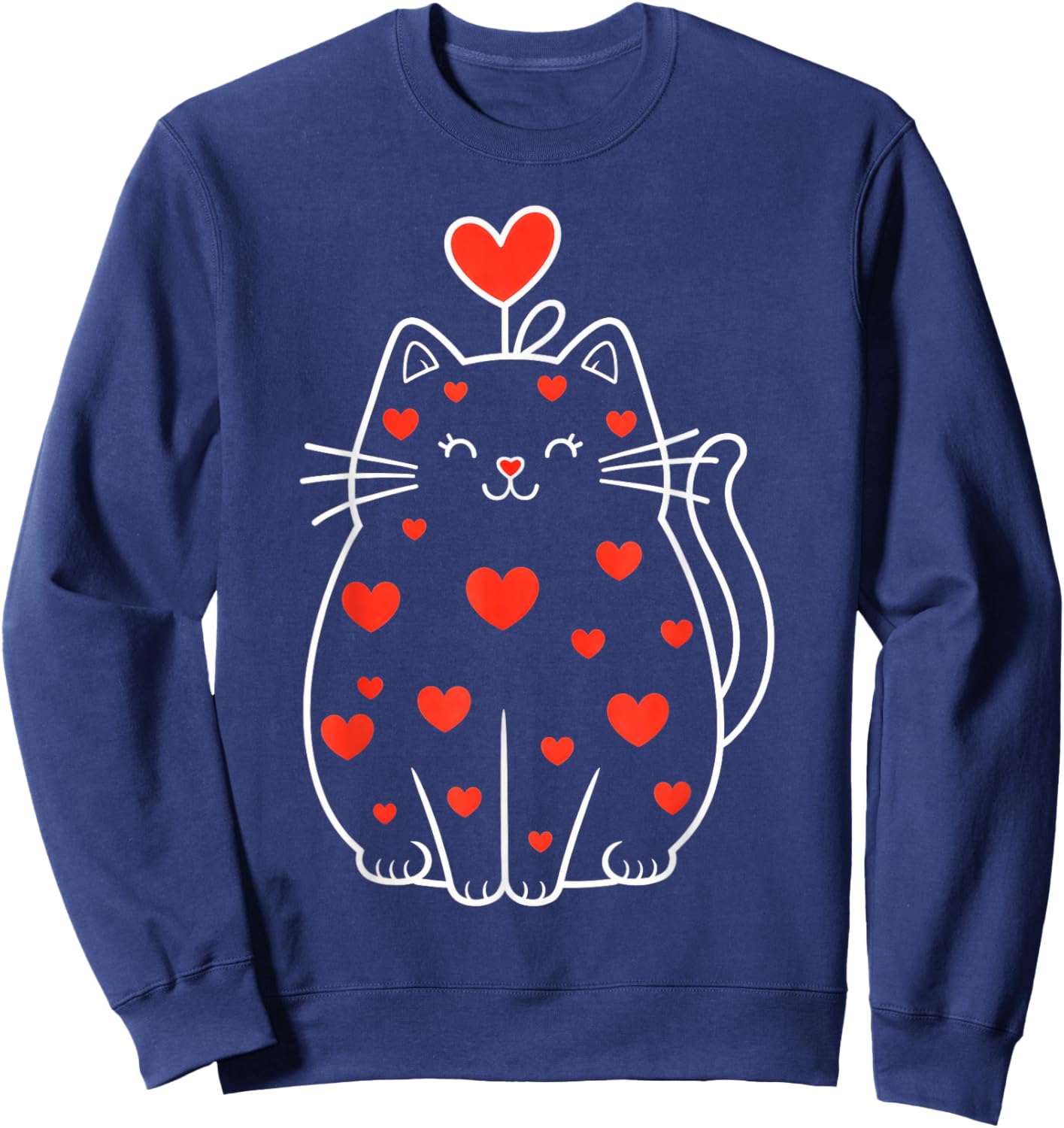 Heart Cat Valentine Sweatshirt - Sweatshirt | Navy