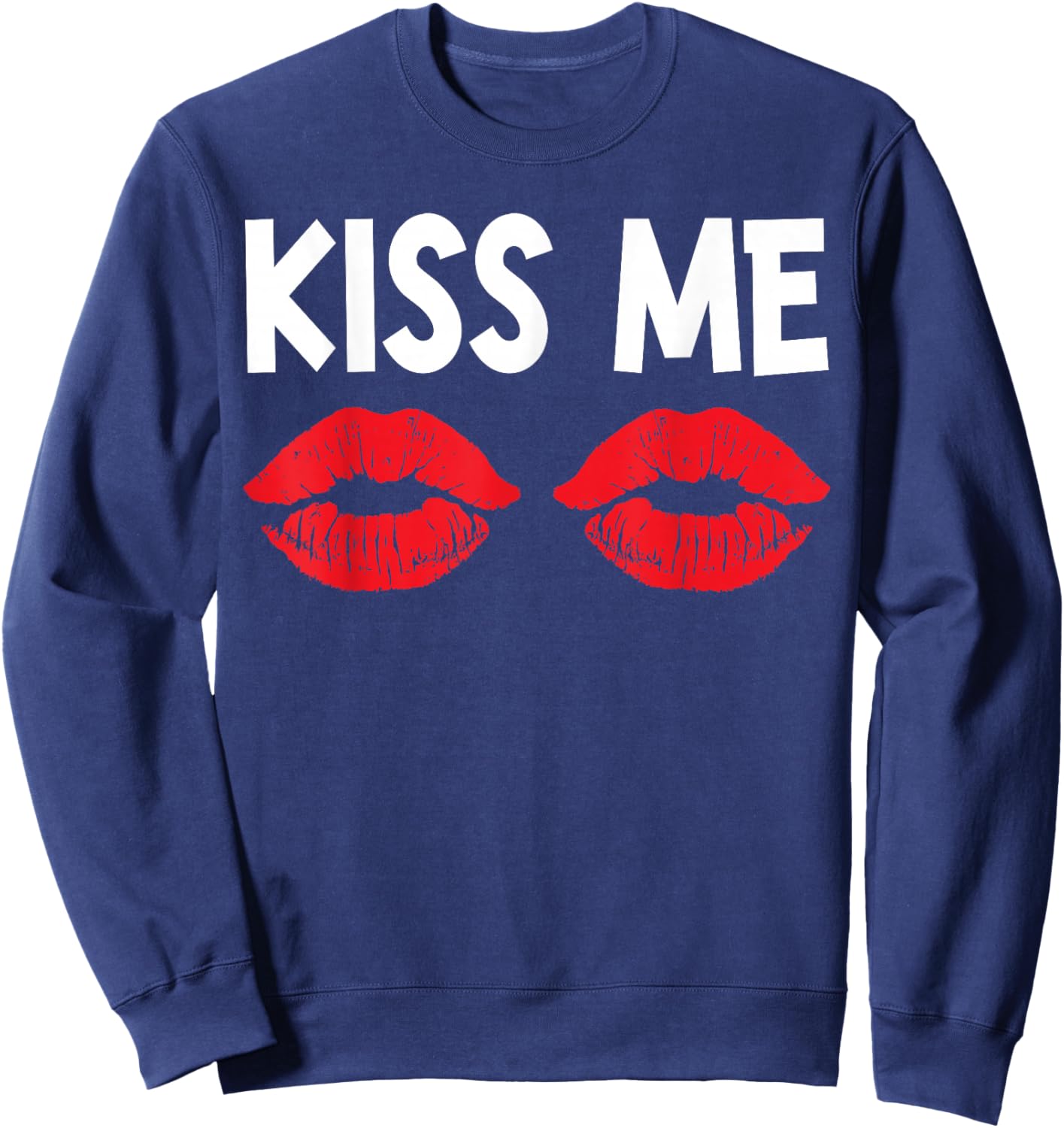 Kiss Me Funny Couples Valentine's Day Couple Matching Sweatshirt - Sweatshirt | Navy