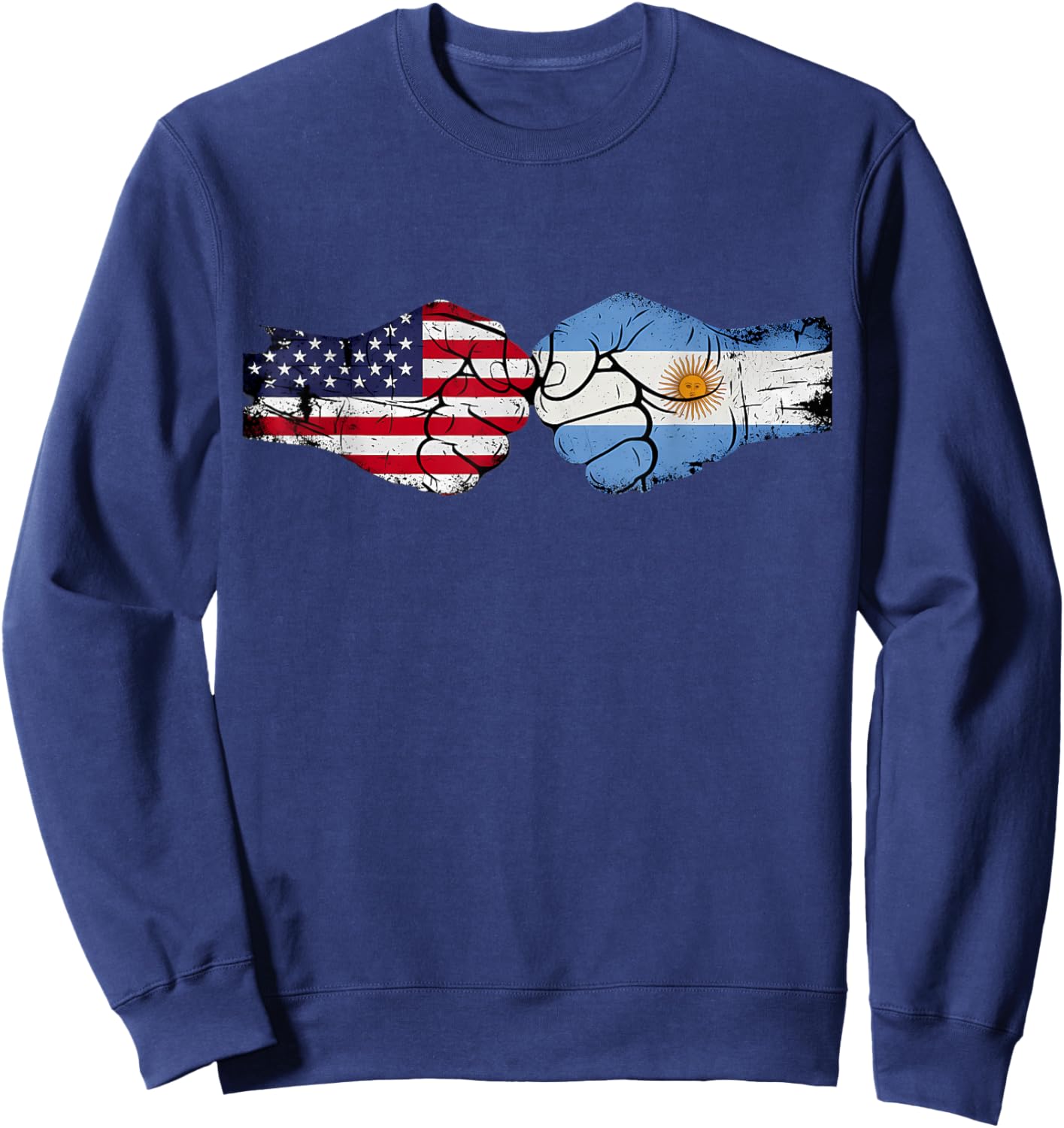 Argentina Handfist Half American Flag Half Argentinian Flag Sweatshirt - Sweatshirt | Navy