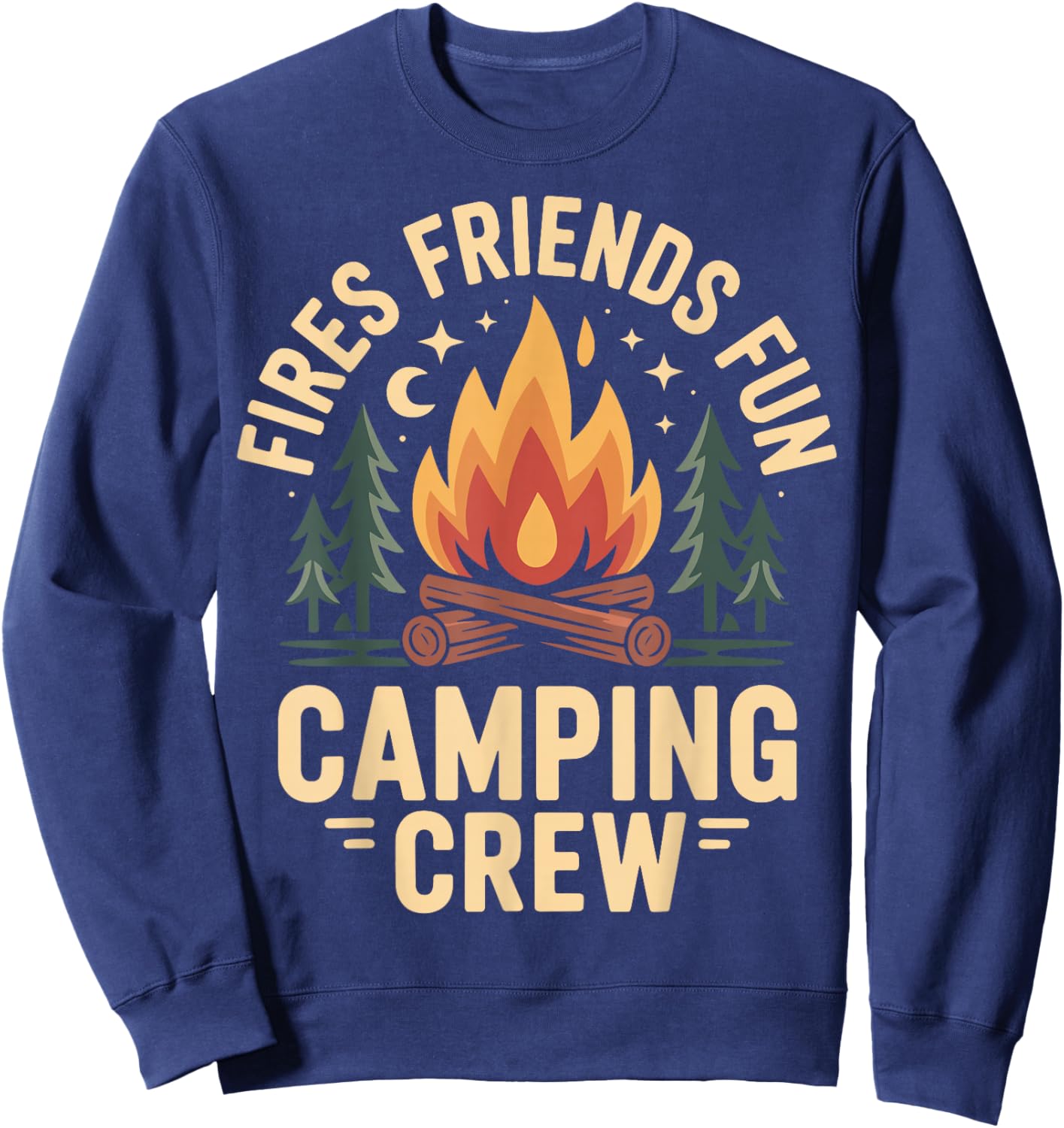 Fires Friends Fun Camping Crew Sweatshirt - Sweatshirt | Navy
